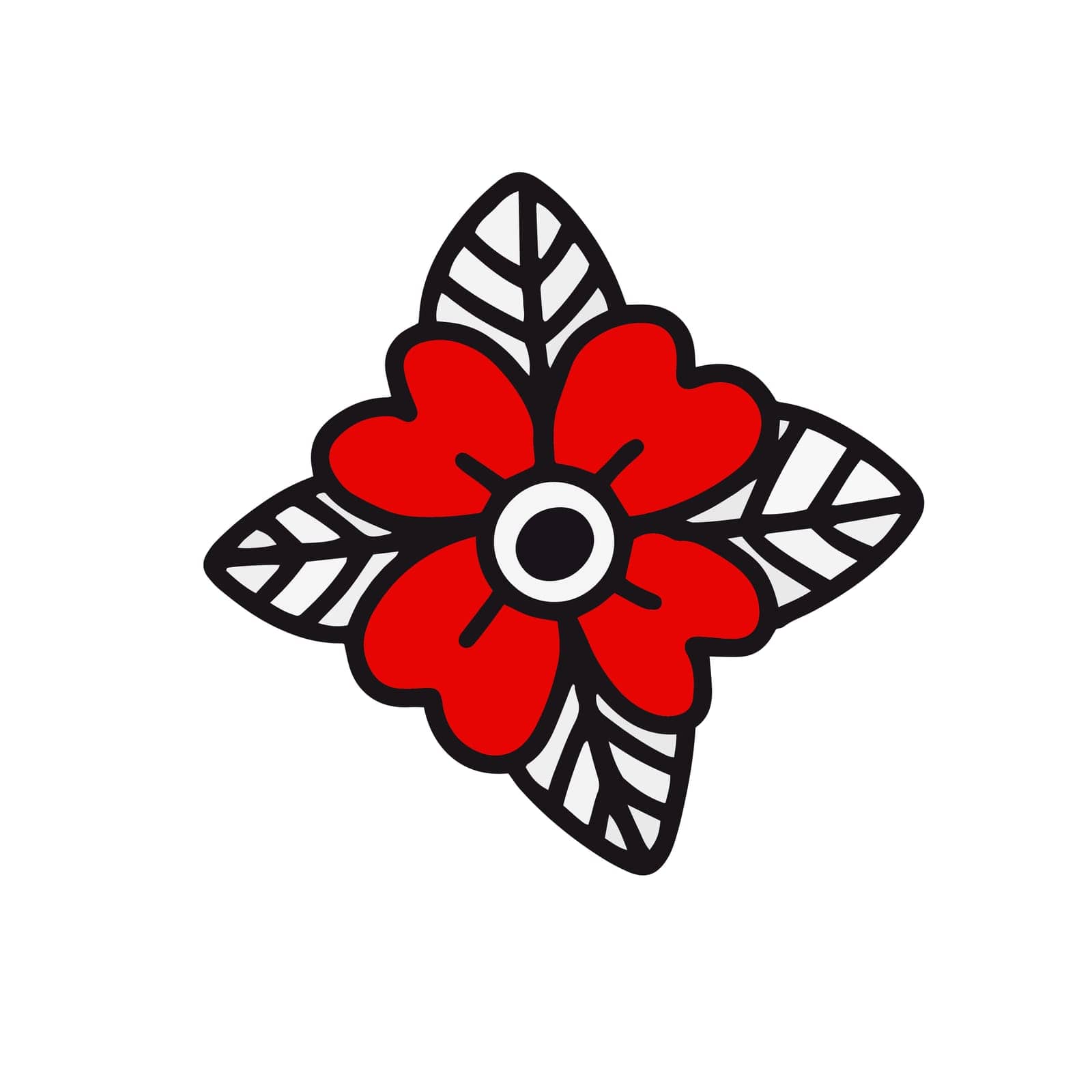Flower in the style of old school tattoo. Hand-drawn vector illustration in doodle style.