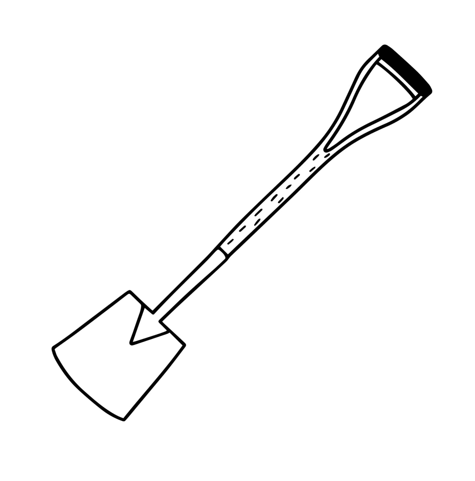 Garden shovel isolated on a white background. Garden scoop. Shovel for earthworks.a tool for digging and transplanting plants. Vector illustration in the Doodle style