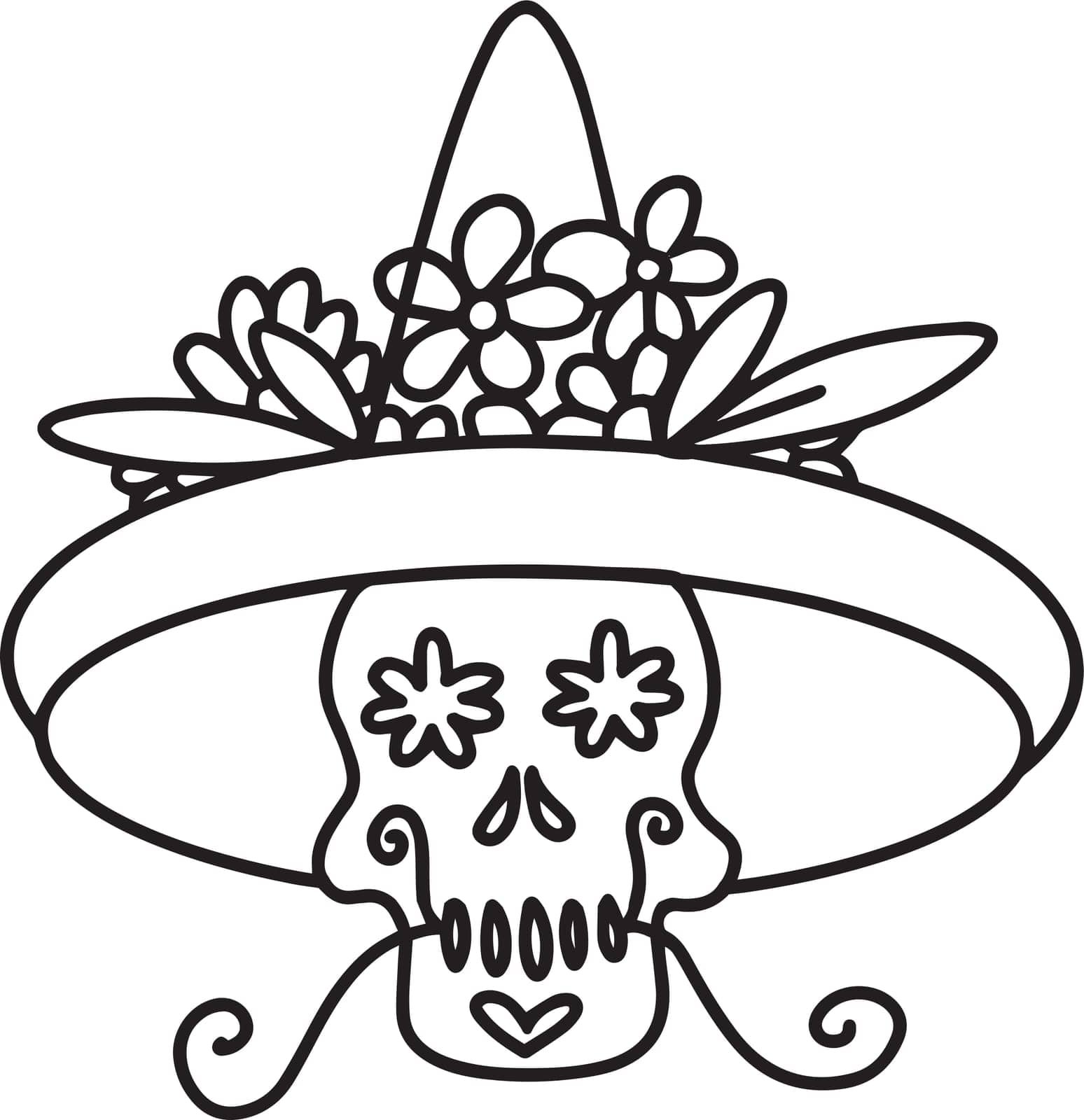 Decorated skull on a white background. Vector Illustration for Day of the Dead Design, Halloween