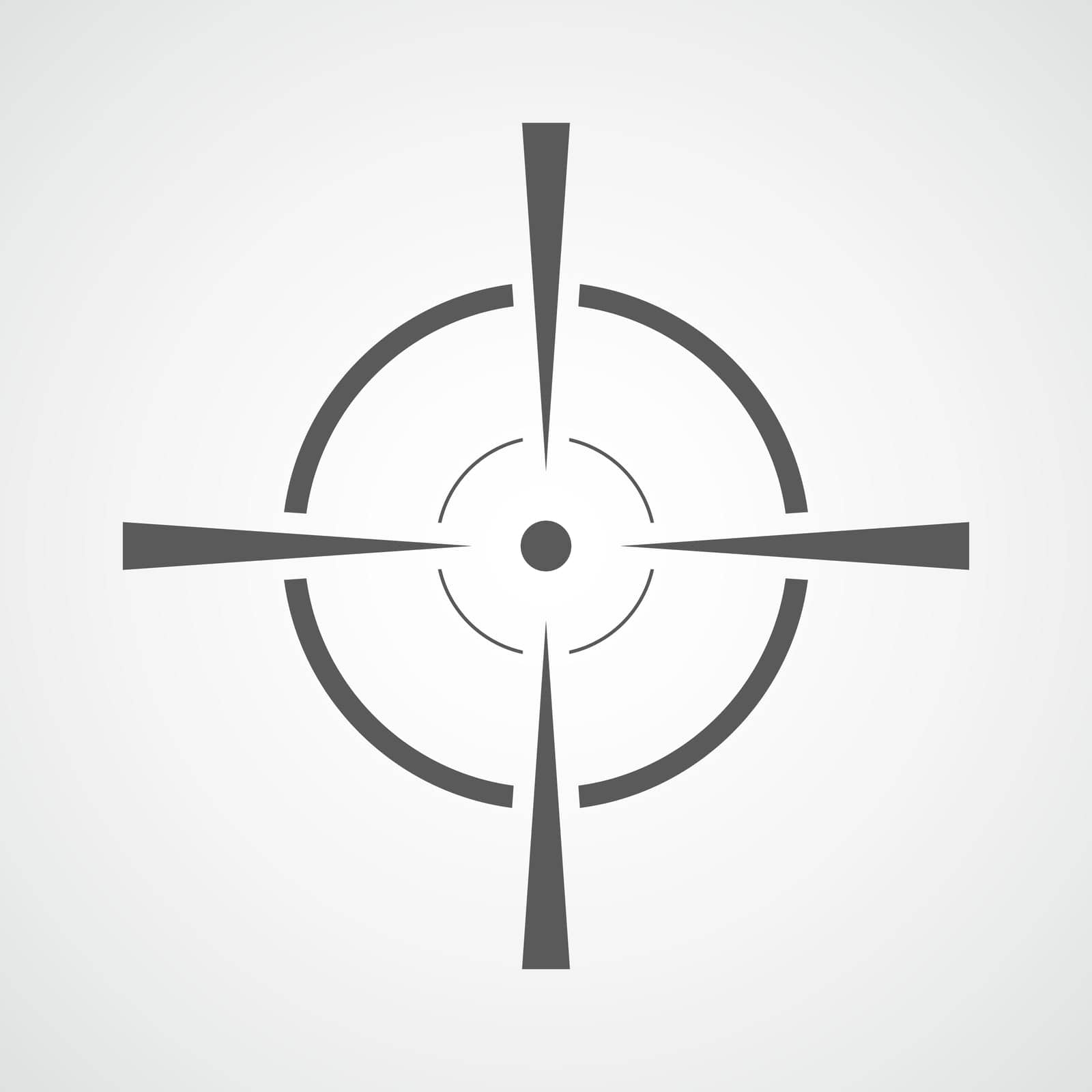 Aim icon in flat design. Vector illustration. Gray aim sign on light background