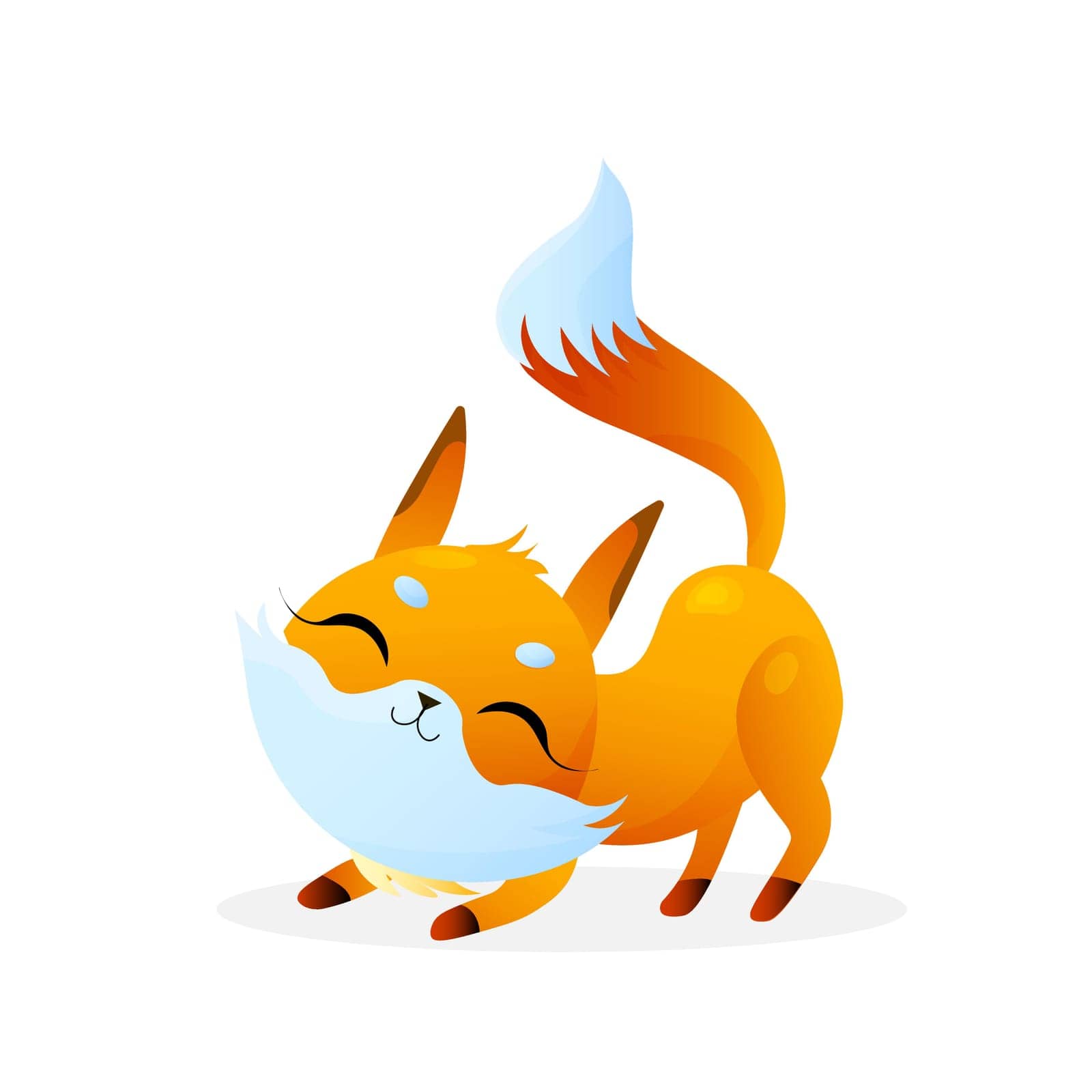 Cute cartoon fox on white background. For nature concepts, children s books illustrating, printing materials Vector illustration with simple gradients.