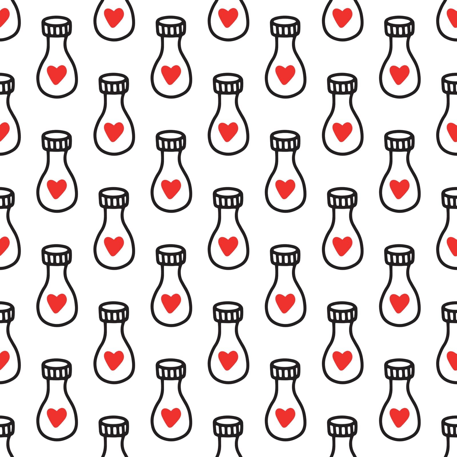Seamless pattern with love potion bottle. Vector illustration by Dustick