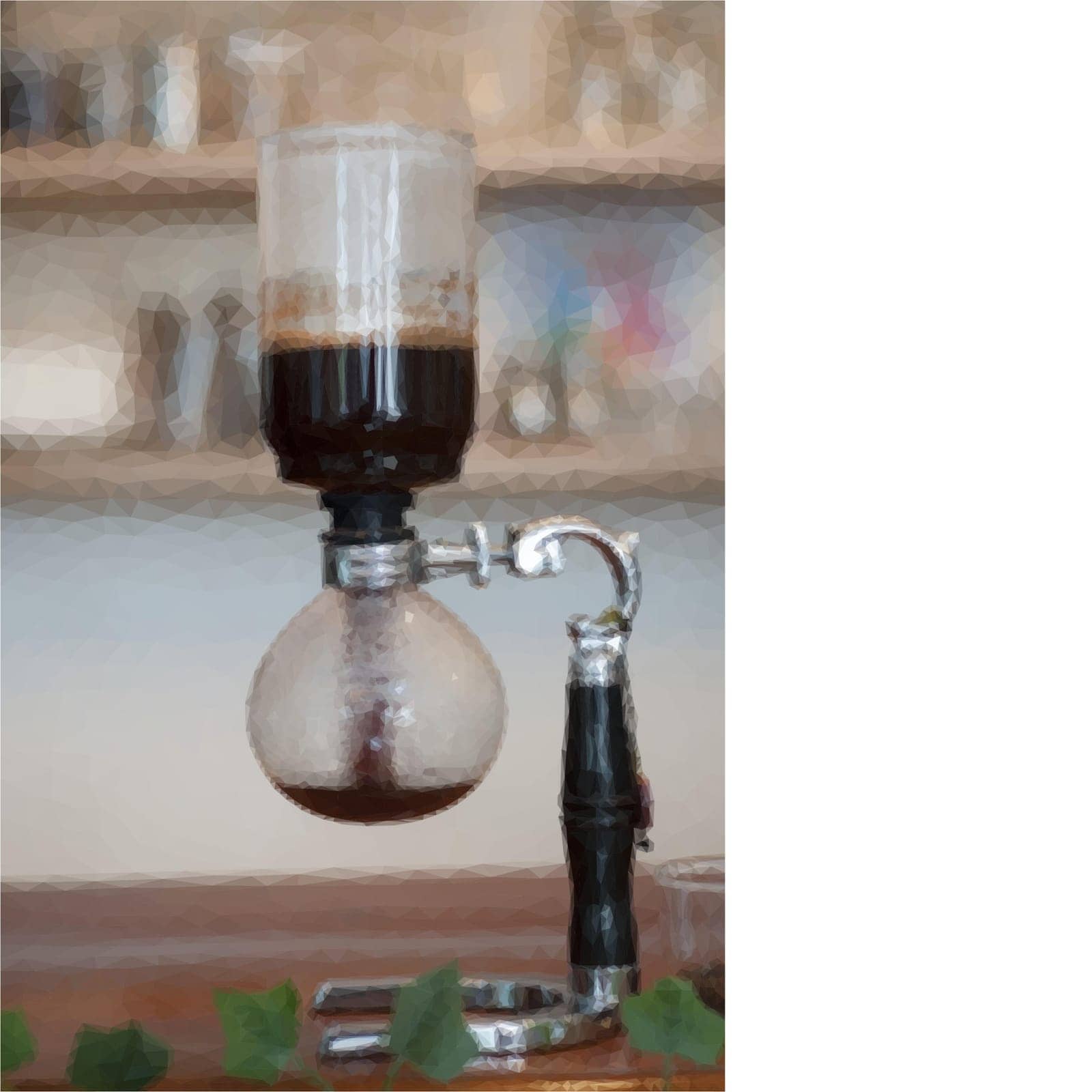 siphon coffee maker in the process of boiling and steaming with coffee. Vector illustration