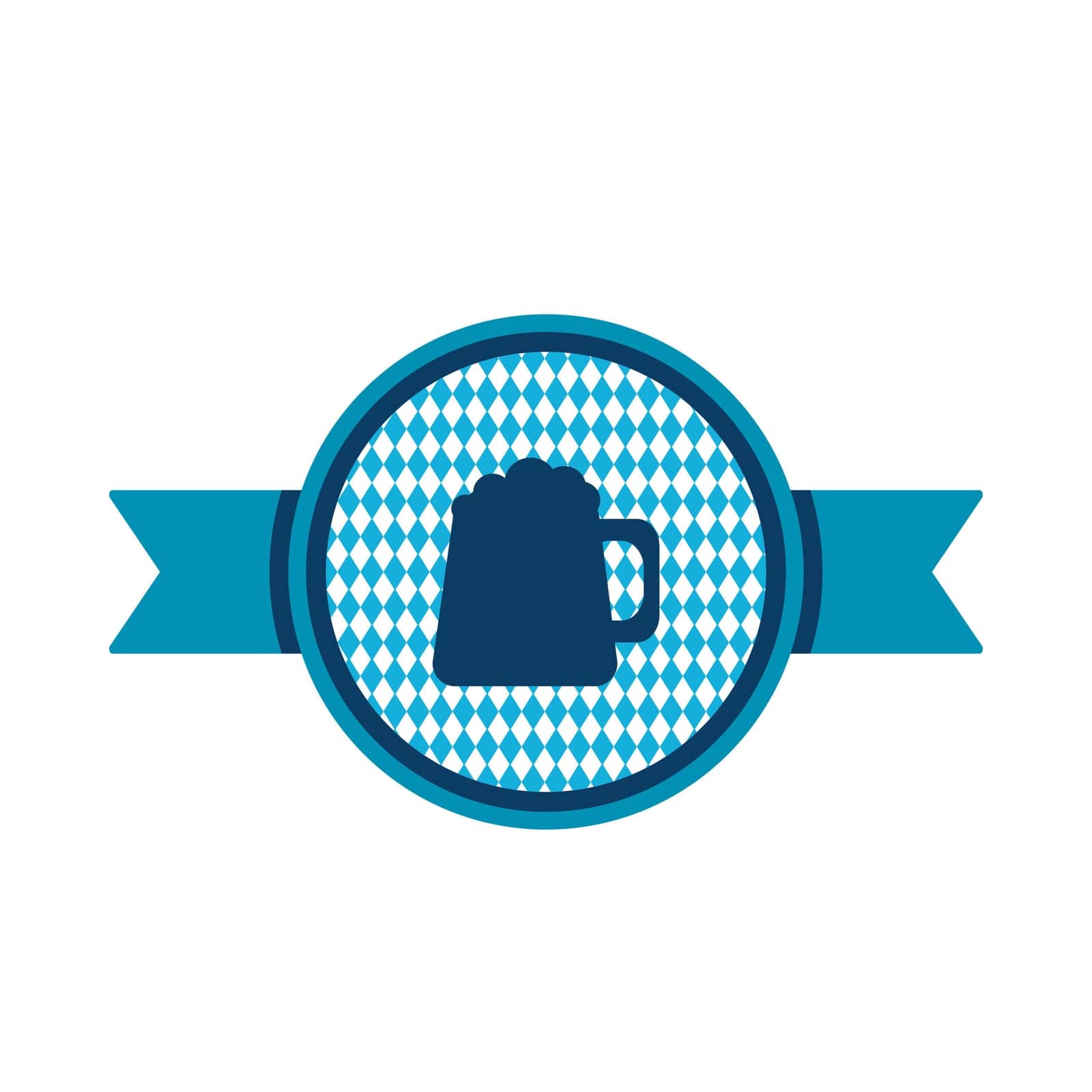 Oktoberfest simple blue ribbon with beer mug for banner and headline. Vector