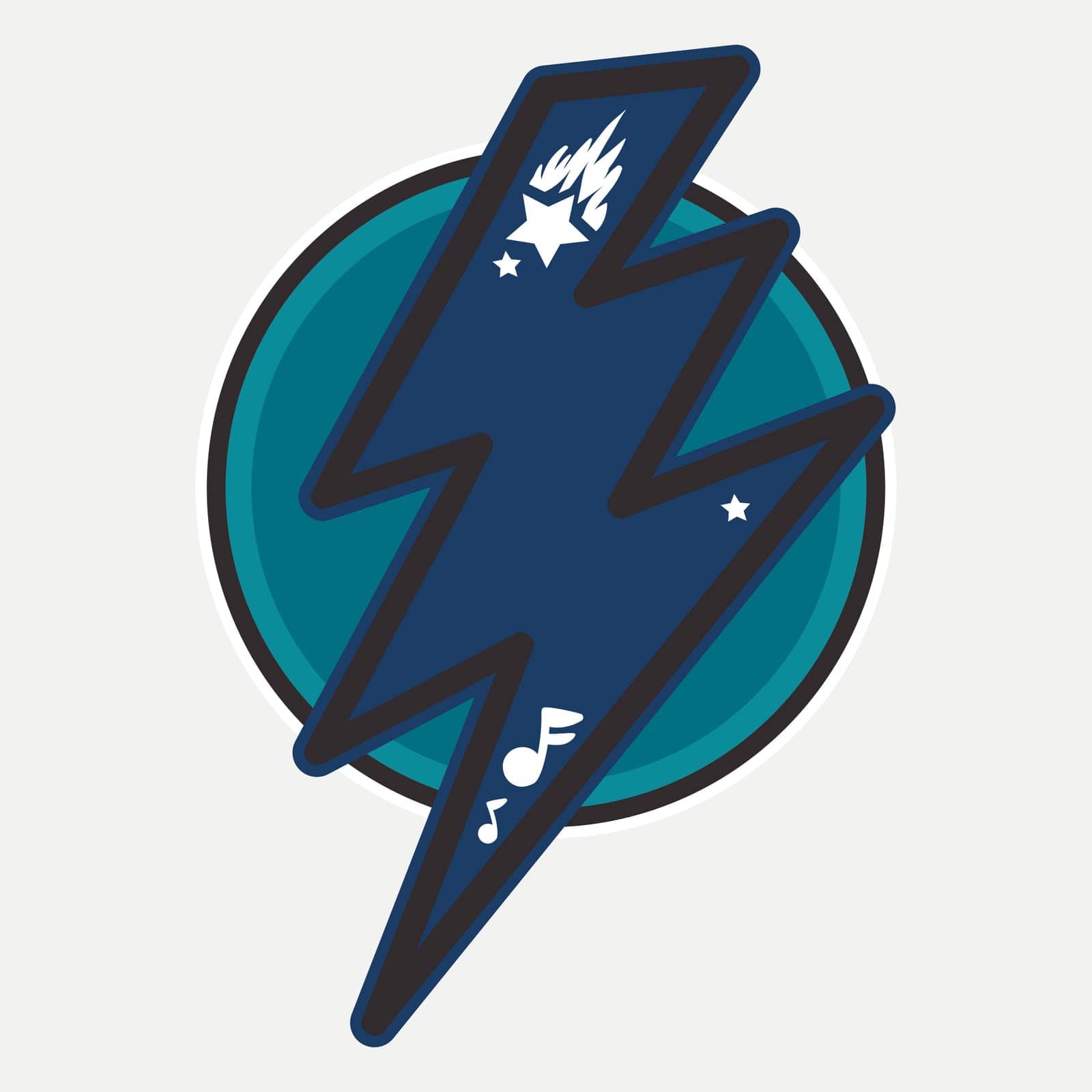 Thunder flat color illustration. Lightning bolt in circle. Speed, energy hand drawn design element