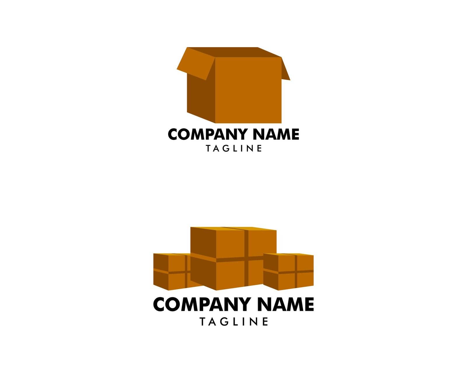 Set of Cardboard Box Design Logo Template Vector Illustration