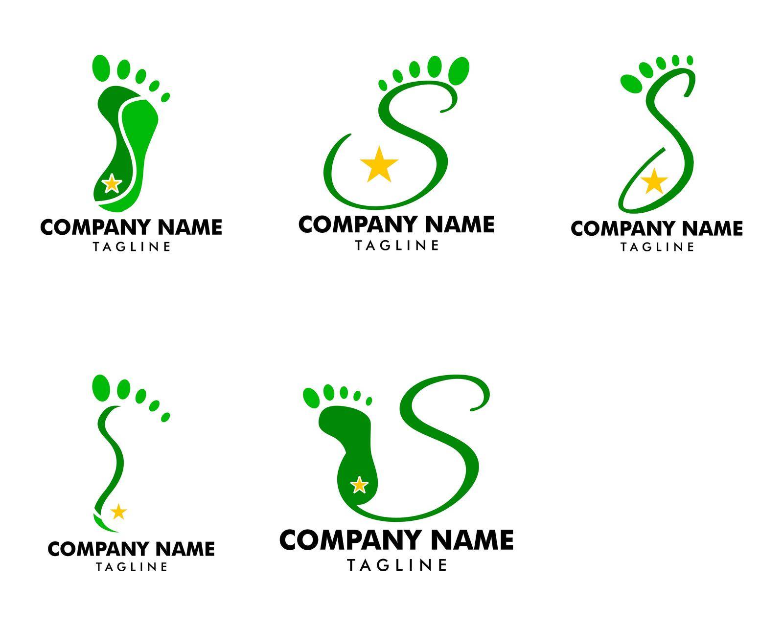 Set of S Letter feet logo icon vector by meisuseno