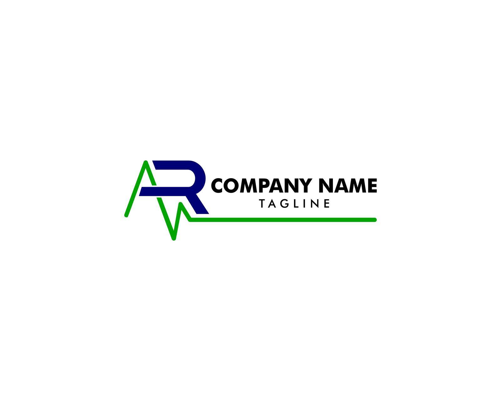 AR Health Pulse Letter Logo Template Design Vector