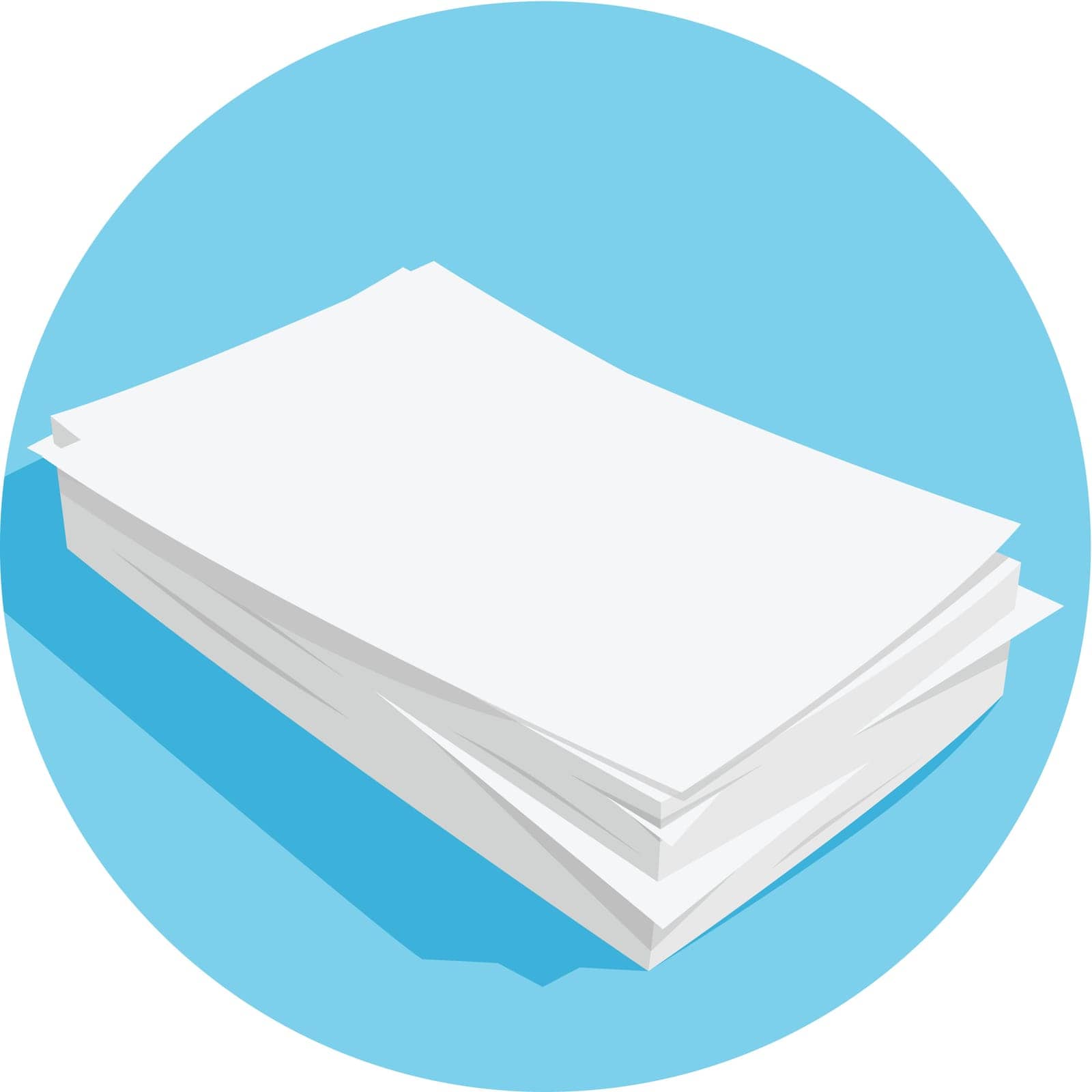 illustration of white paper stack on blue background in circle on white background