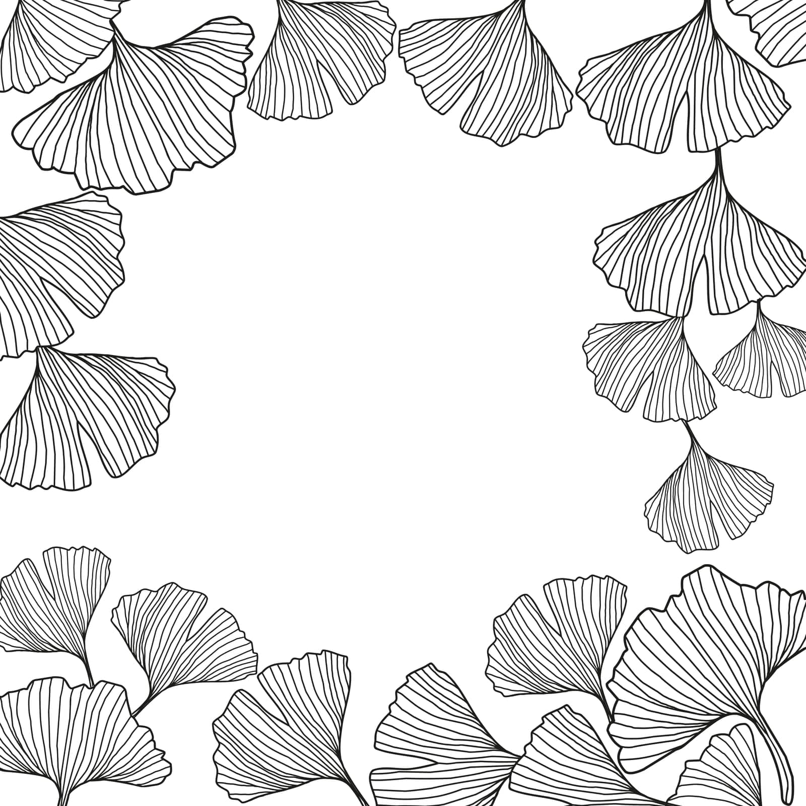 Hand drawn leaves vector frame. Floral wreath with leaves for wedding and holiday invite or card Decorative elements for design