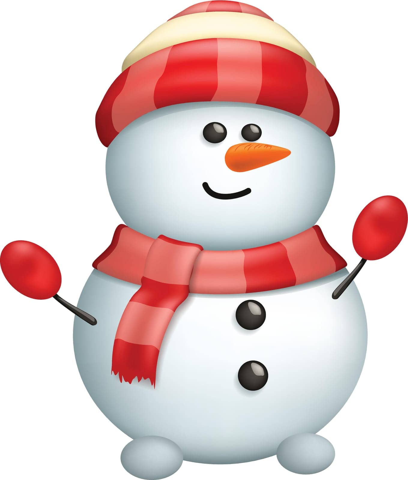 illustration of blue snowman with red hat isolated on white background