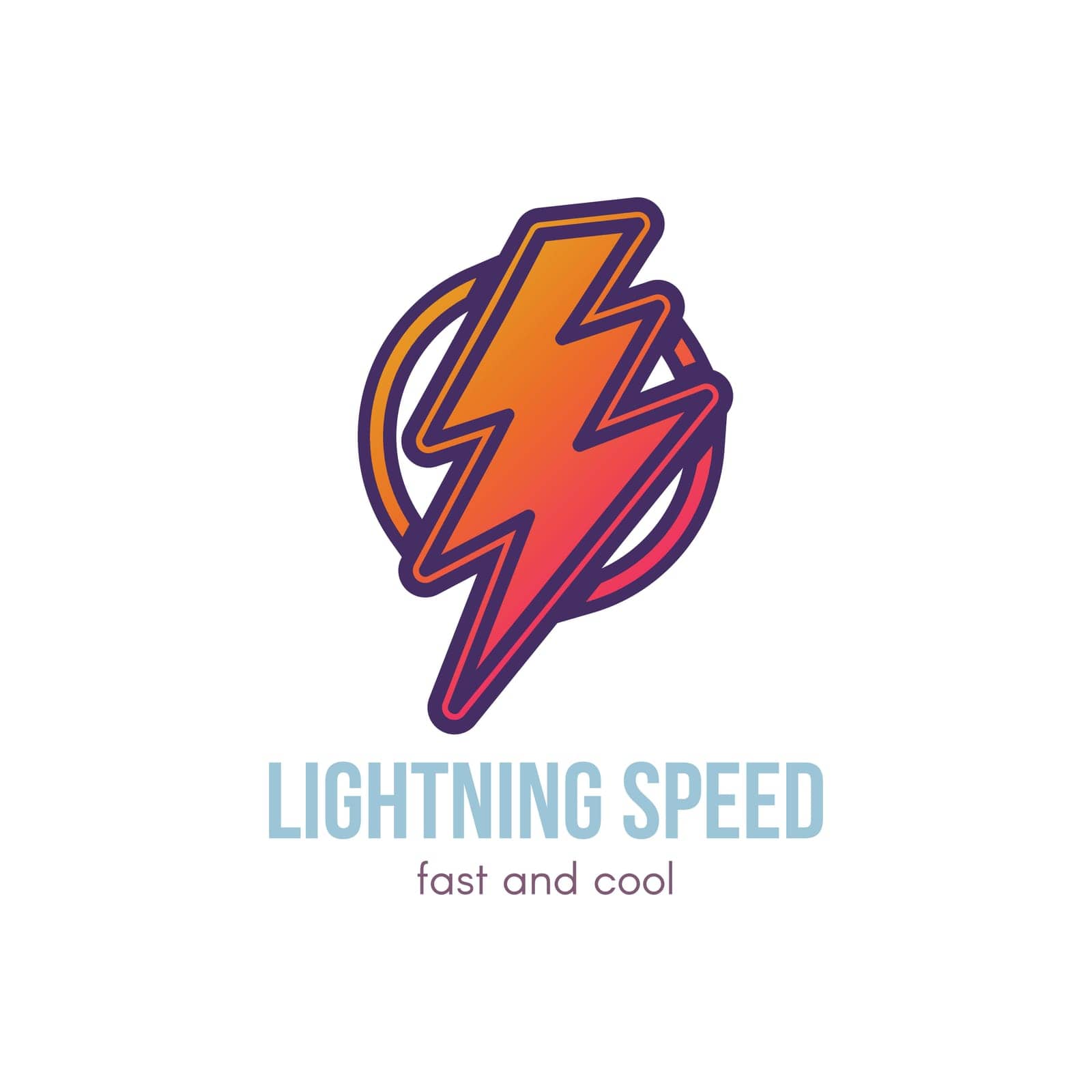 Thunder cartoon color icon. Lightning bolt in circle. Speed, energy hand drawn logo design