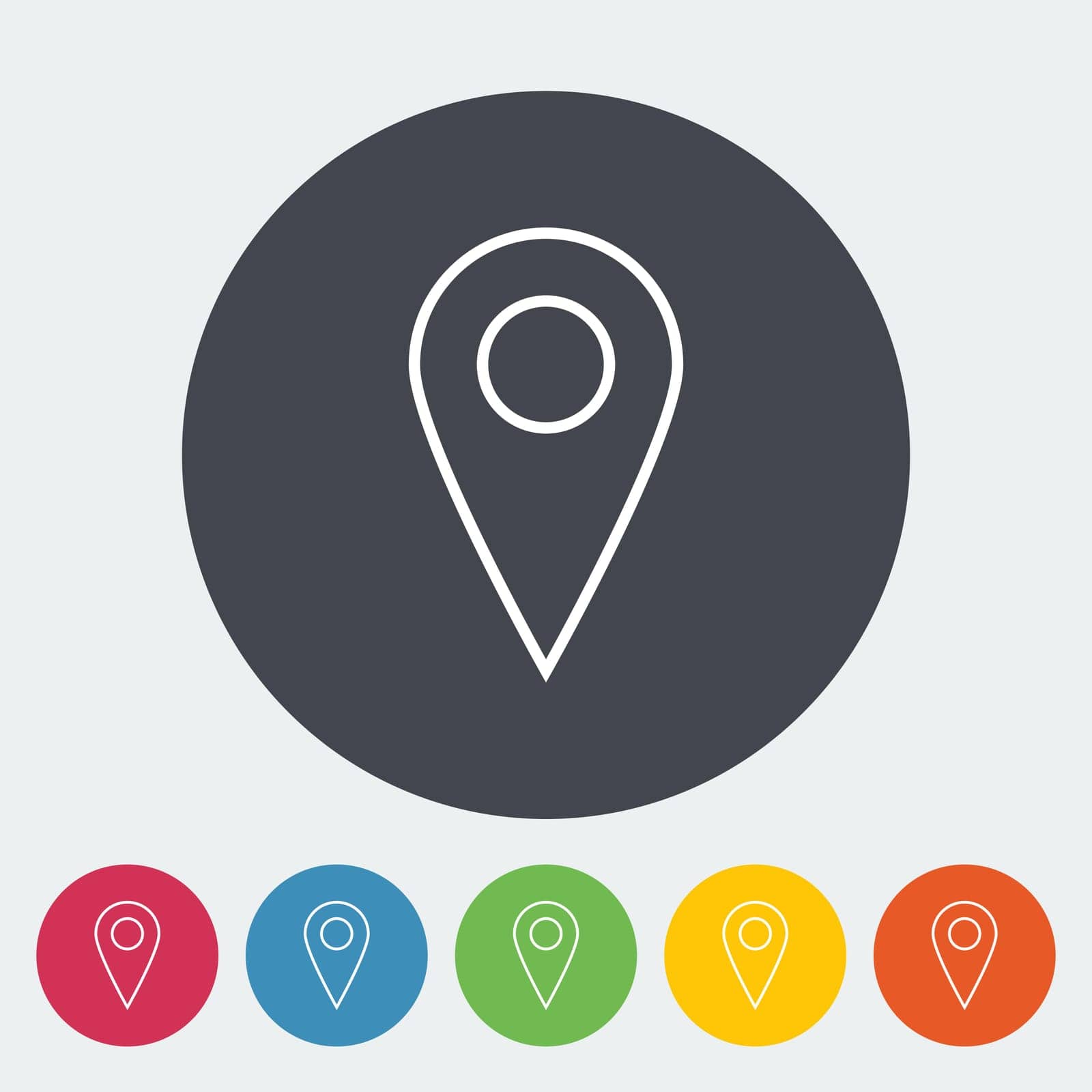 Map pointer. Single flat icon on the circle. Vector illustration.