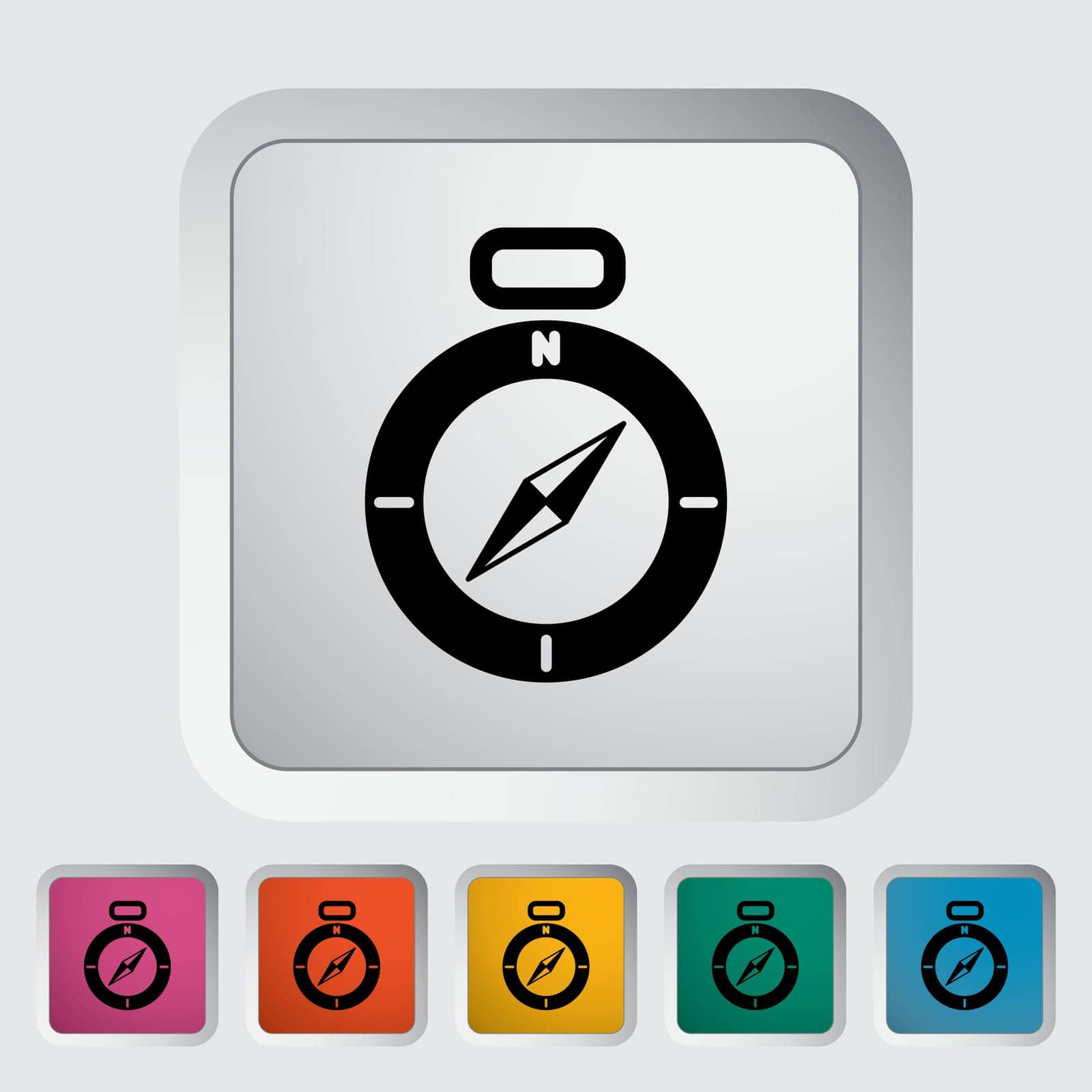 Compass. Single flat icon on the button. Vector illustration.