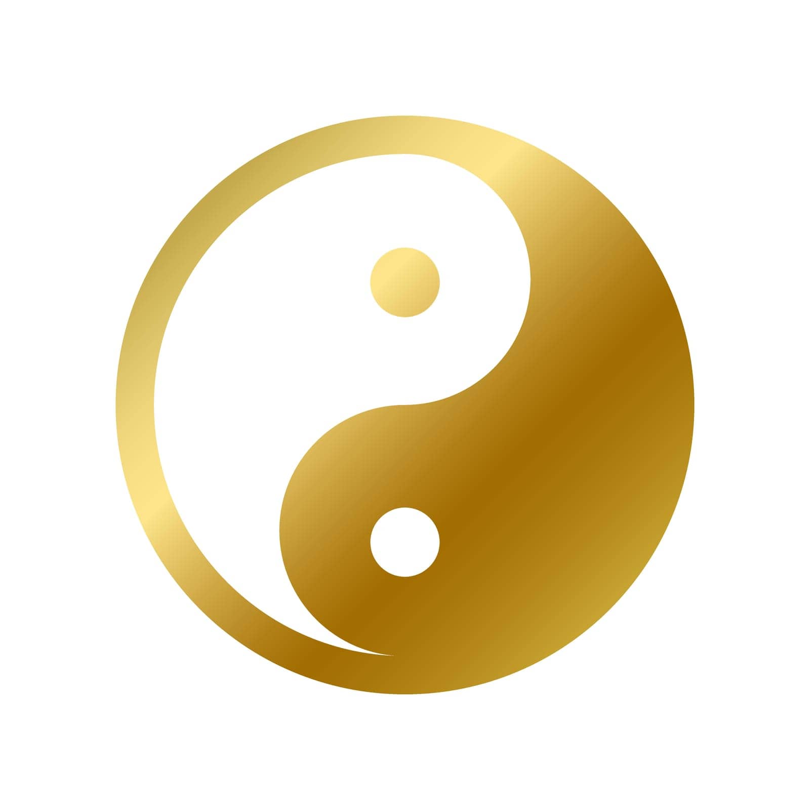 Yin yang symbol isolated. Daoism, taoism religious golden sign on white background vector design illustration. Oriental gold tao ying yang. Religion and faith concept
