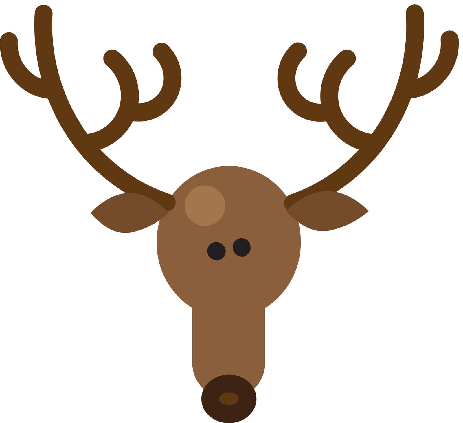 Deer santa claus animal for moving sleigh vector. Reindeer muzzle with antlers, mammal for transportation presents in winter seasonal christmas holiday. Xmas flat cartoon illustration