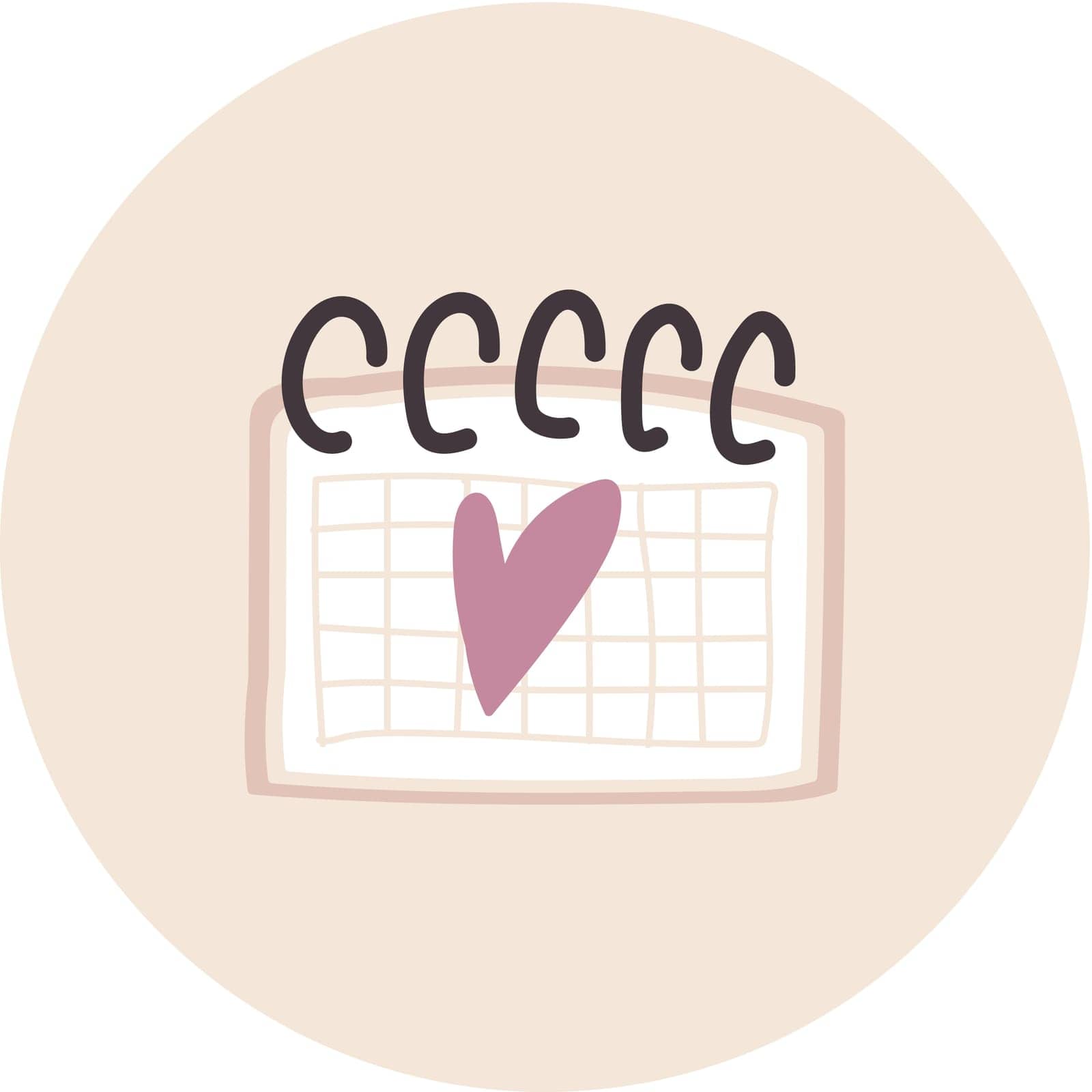 Calendar with heart remind accessory icon vector by barsrsind