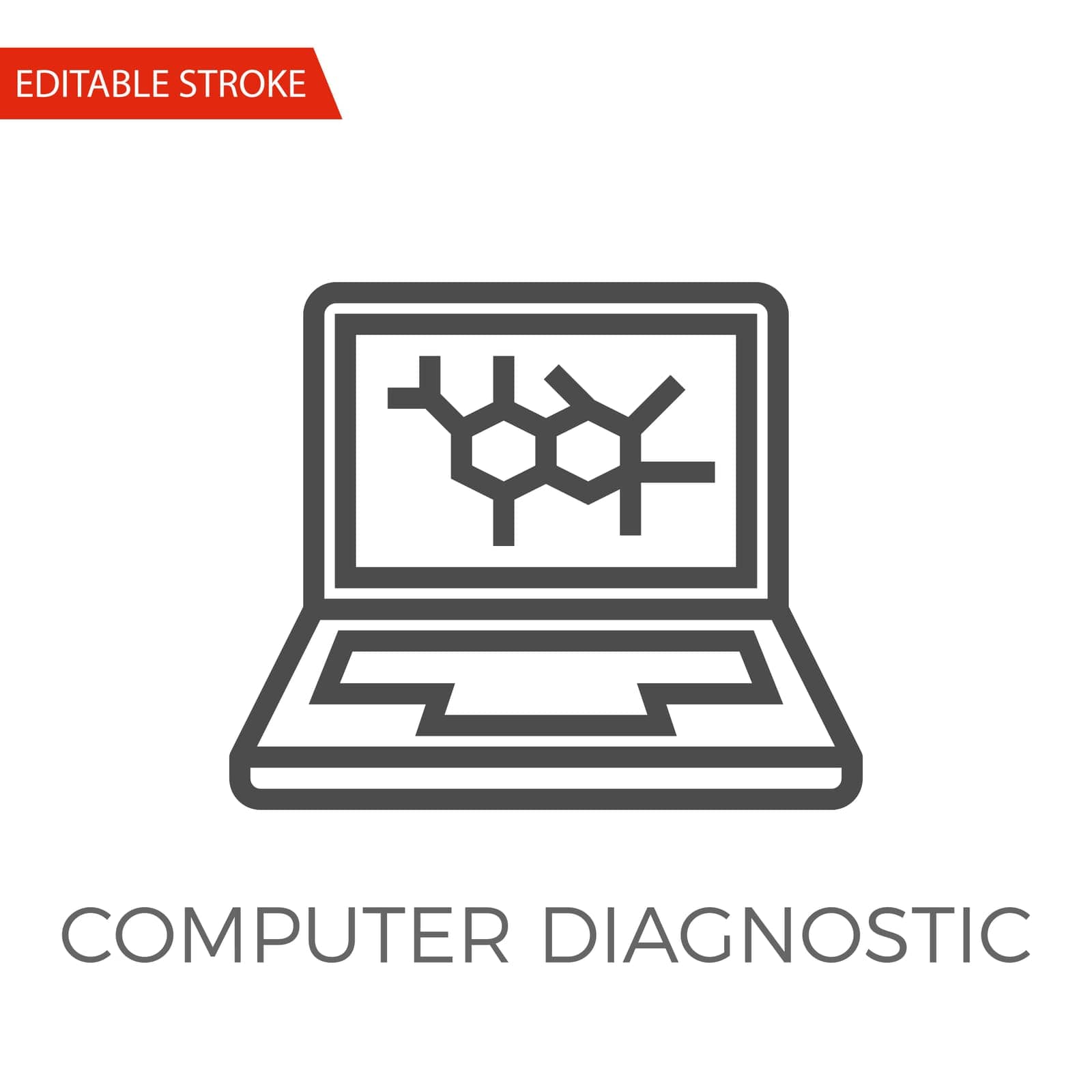 Computer Diagnostic Thin Line Vector Icon. Flat Icon Isolated on the White Background. Editable Stroke EPS file. Vector illustration.