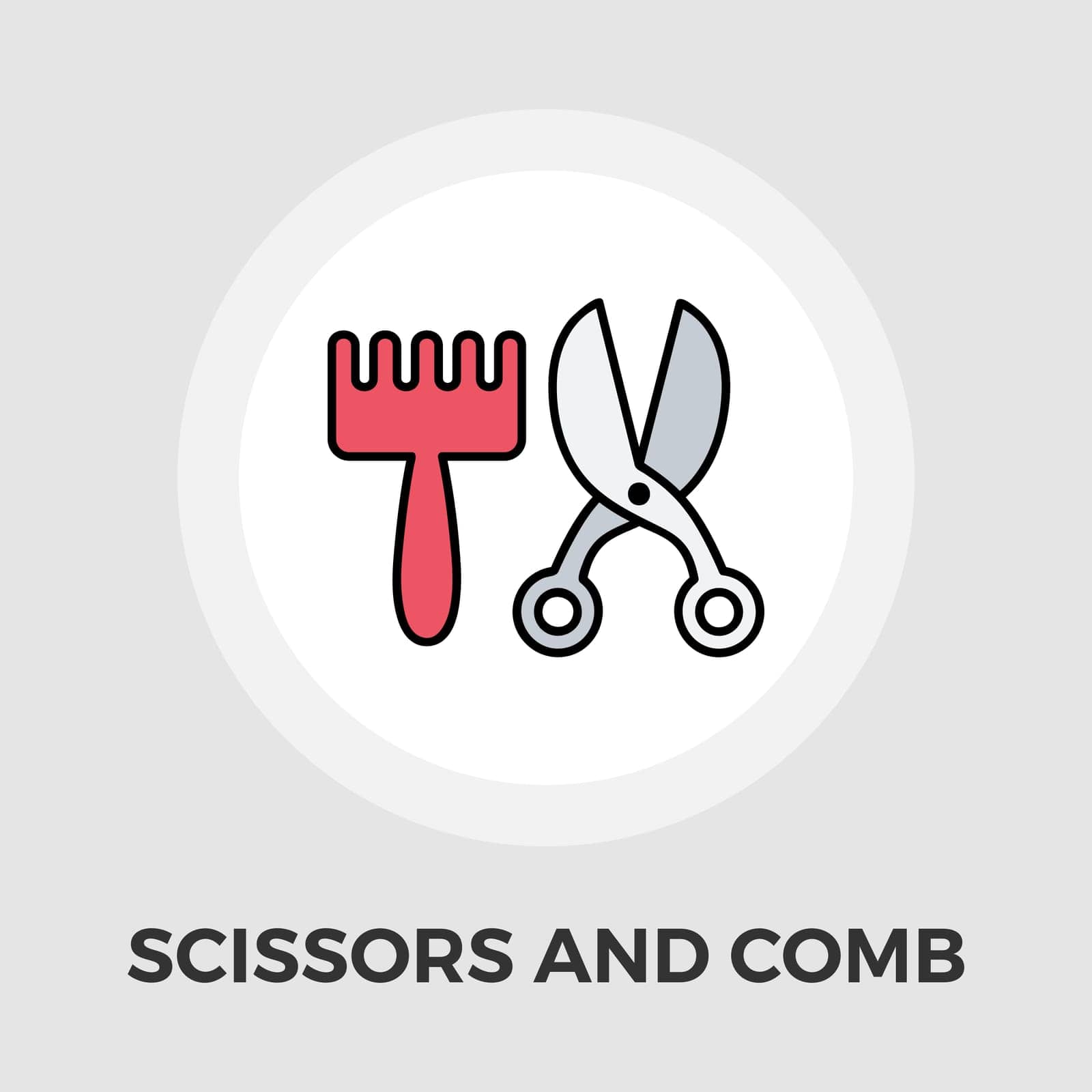 Scissors and comb icon vector. Flat icon isolated on the white background. Editable EPS file. Vector illustration.