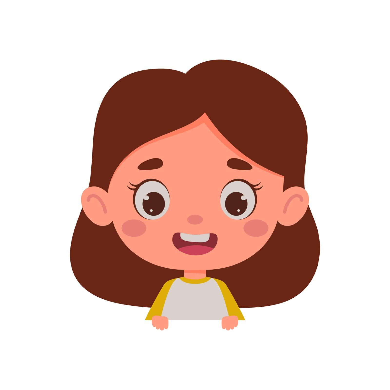 Cute little kid girl. Template for children design. Cartoon schoolgirl character. Vector illustration.