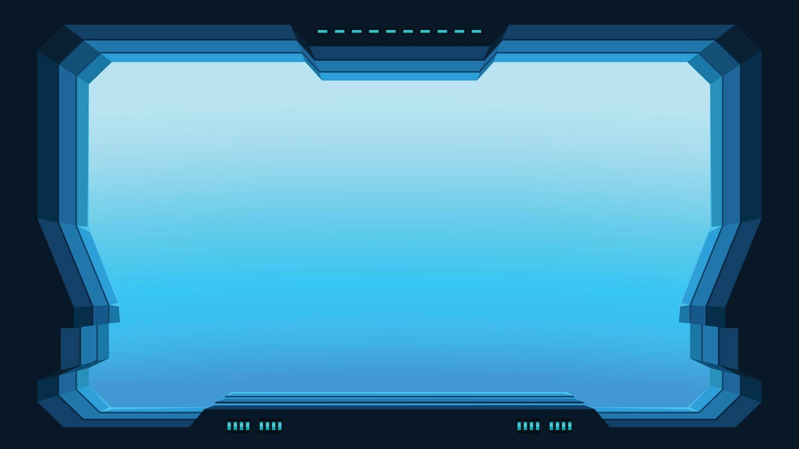 illustration of futuristic window dark color with blue background