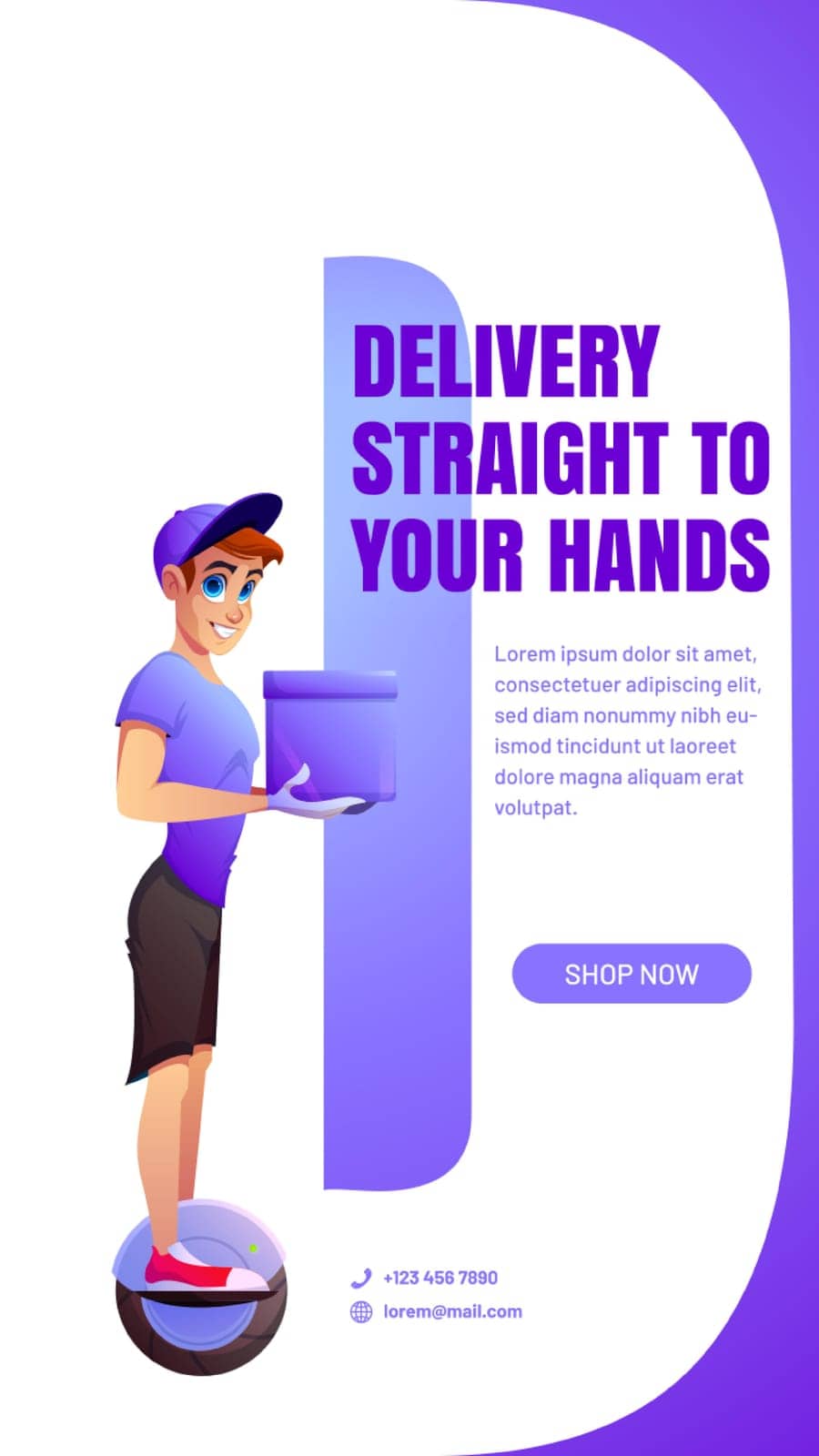 Delivery straight to your hands cartoon advert by upklyak