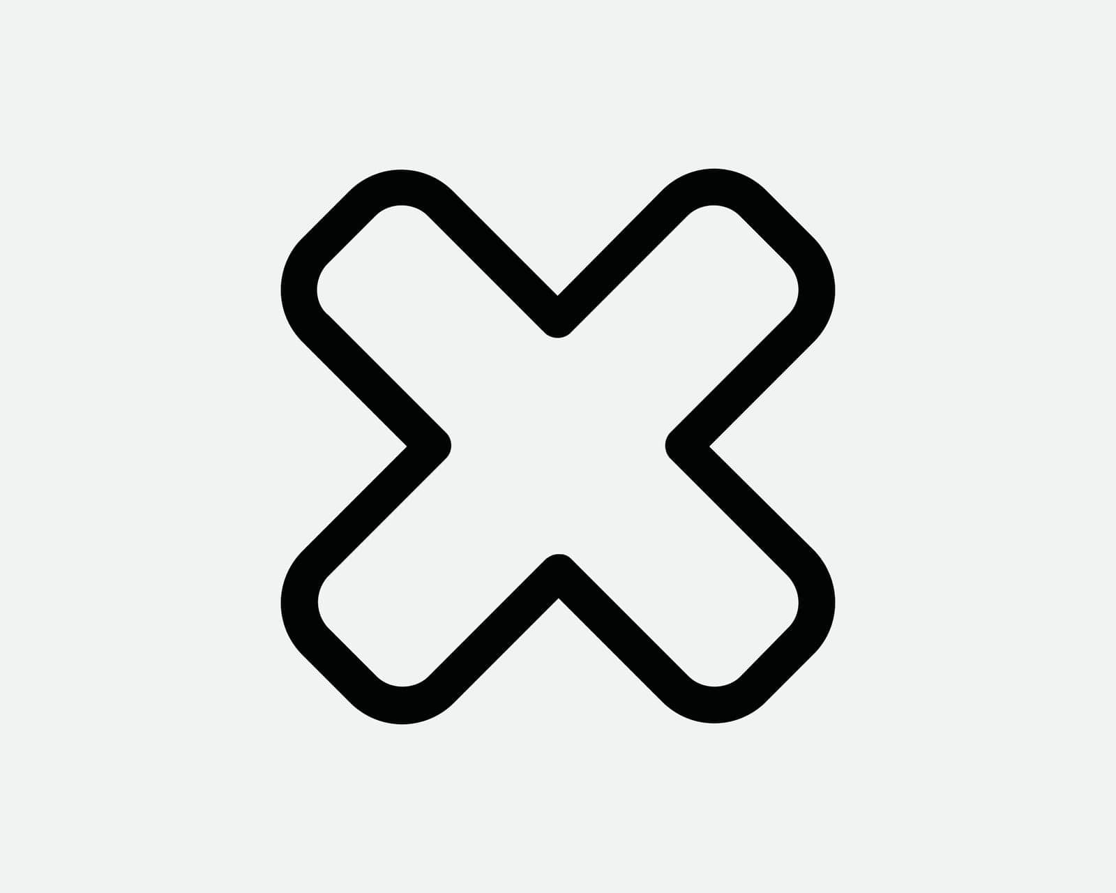 Cross Icon. X Mark Error Problem Negative Reject Wrong Cancel Delete Remove. Black White Sign Symbol Illustration Artwork Graphic Clipart EPS Vector