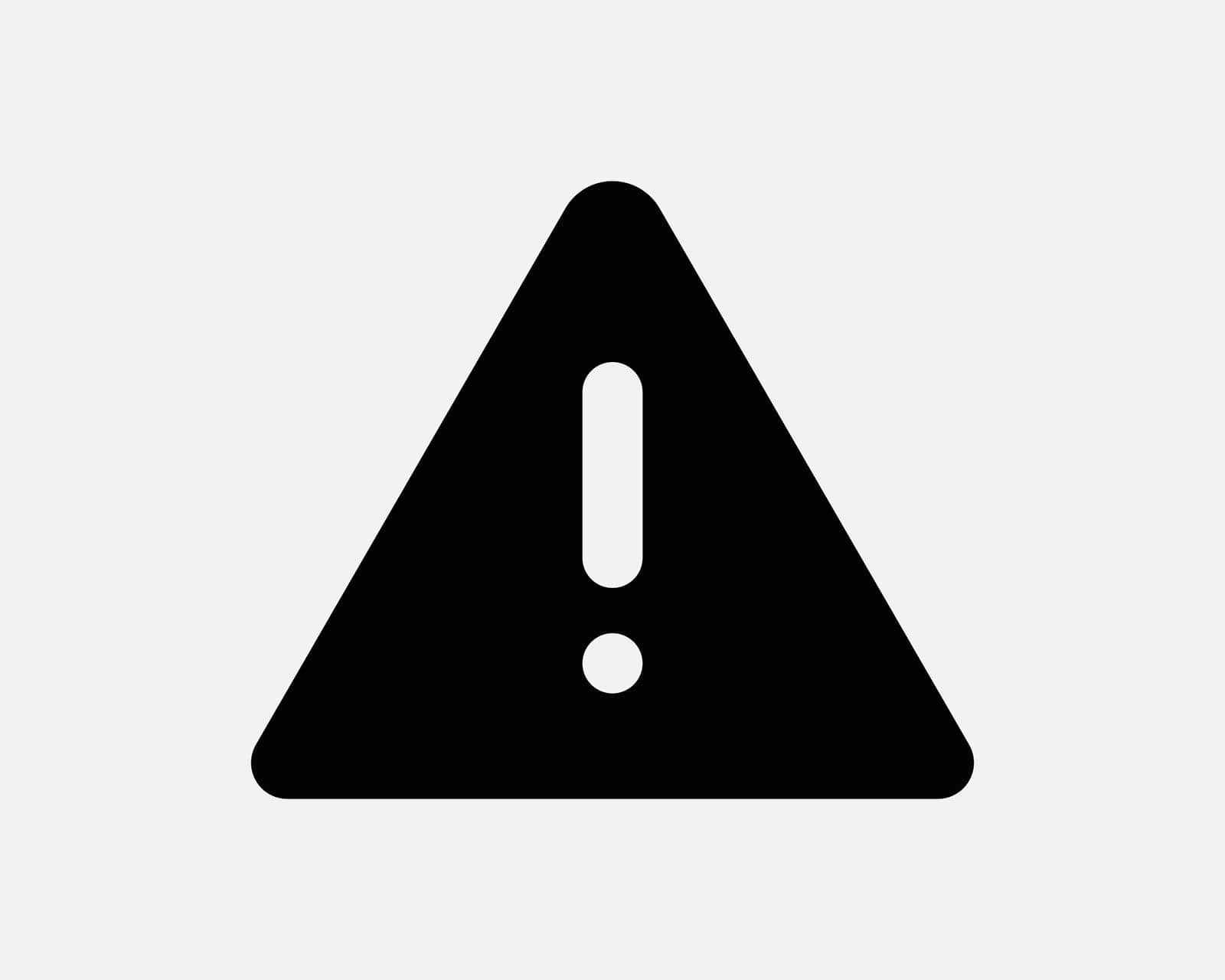 Alert Icon. Triangle Warning Notice Warn Attention Caution Beware Exclamation Mark Point. Black White Sign Symbol Artwork Graphic Clipart EPS Vector
