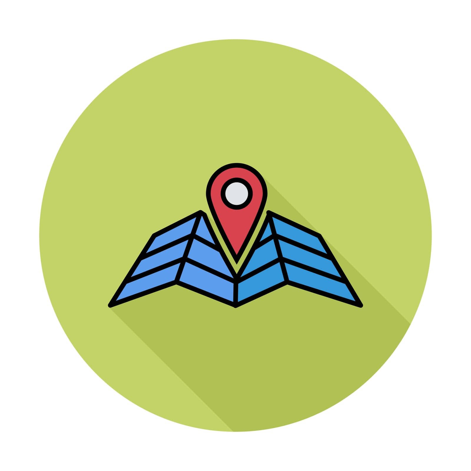 Map pointer. Single flat color icon on the circle. Vector illustration.