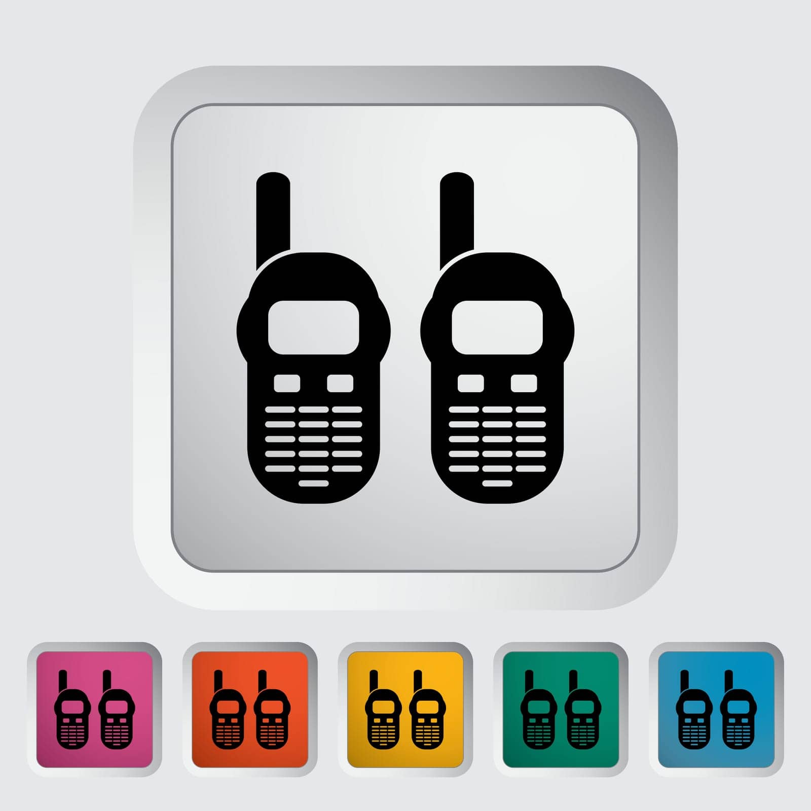 Portable radio. Single flat icon on the button. Vector illustration.