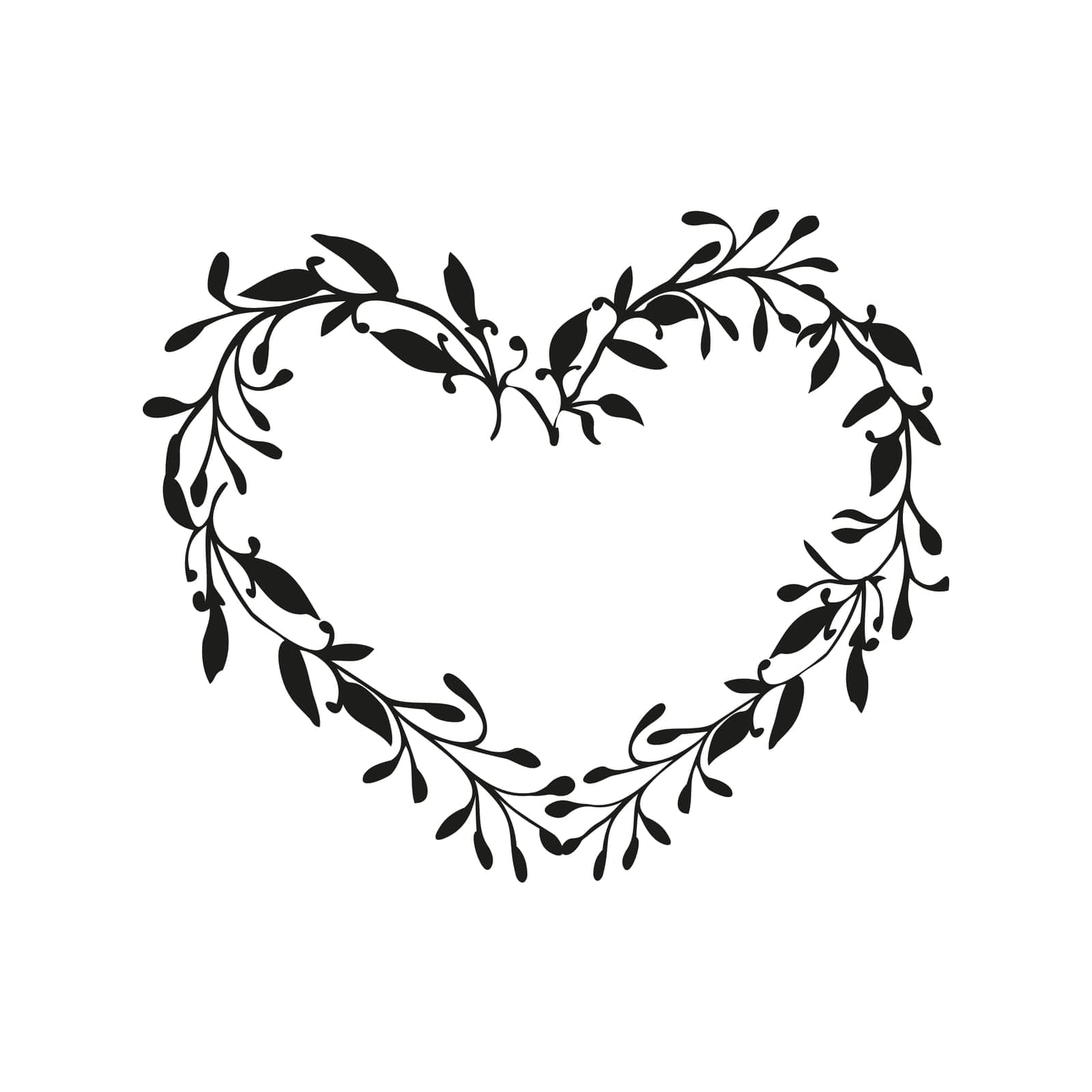 Floral heart frame with greenery by MintanArt