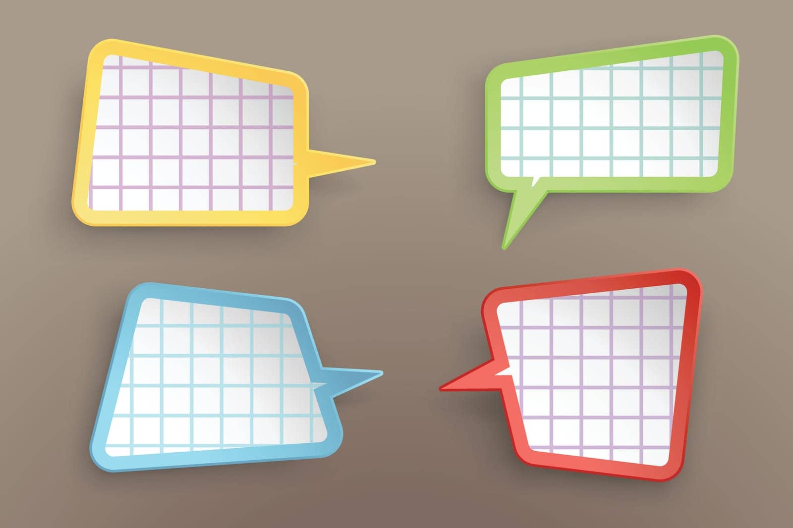 illustration of different color and shapes paper labels with cells on brown background