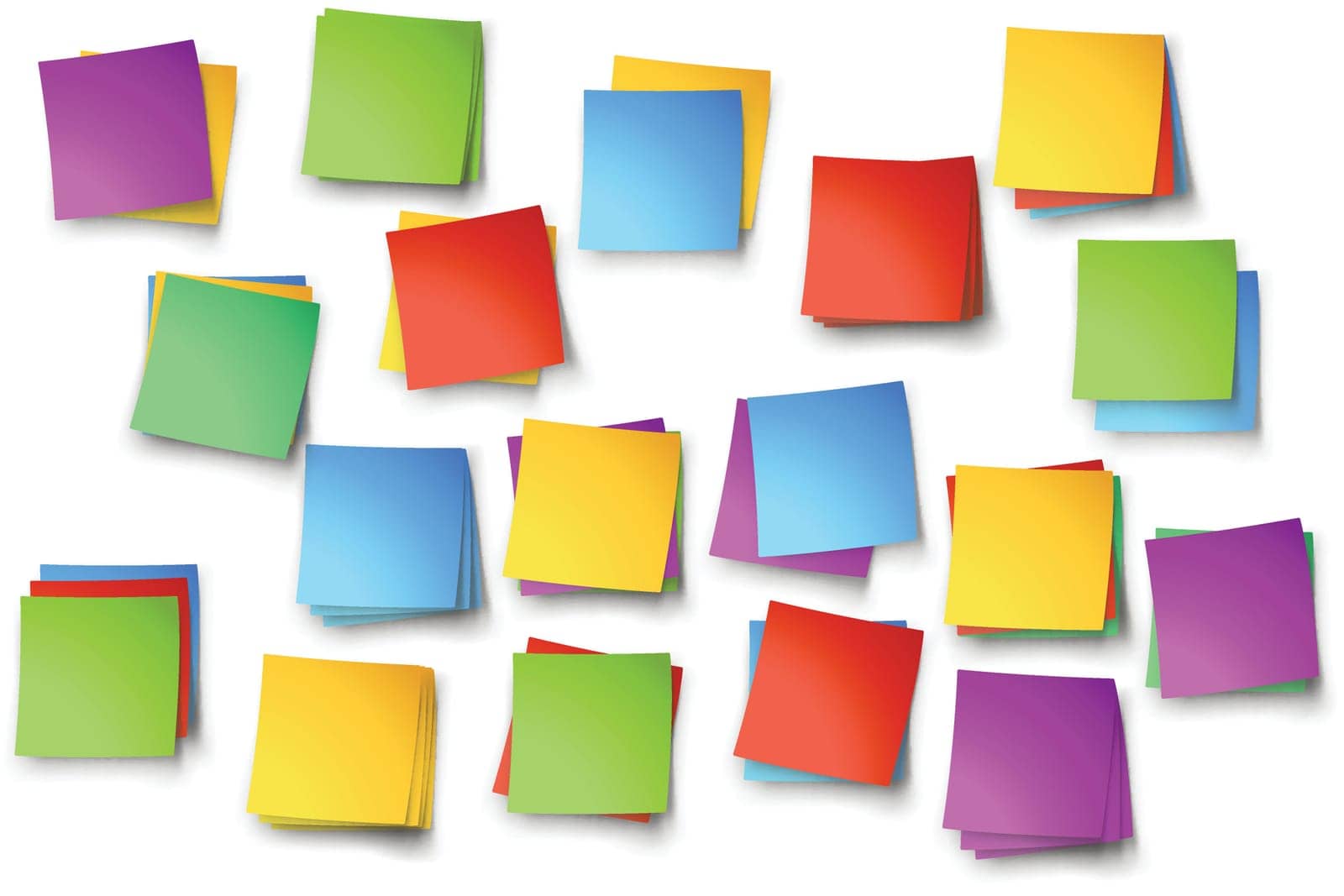 illustration of paper lists set with different shapes and color