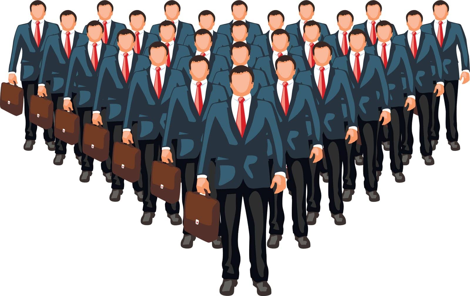 illustration of business team with leader in front isolated