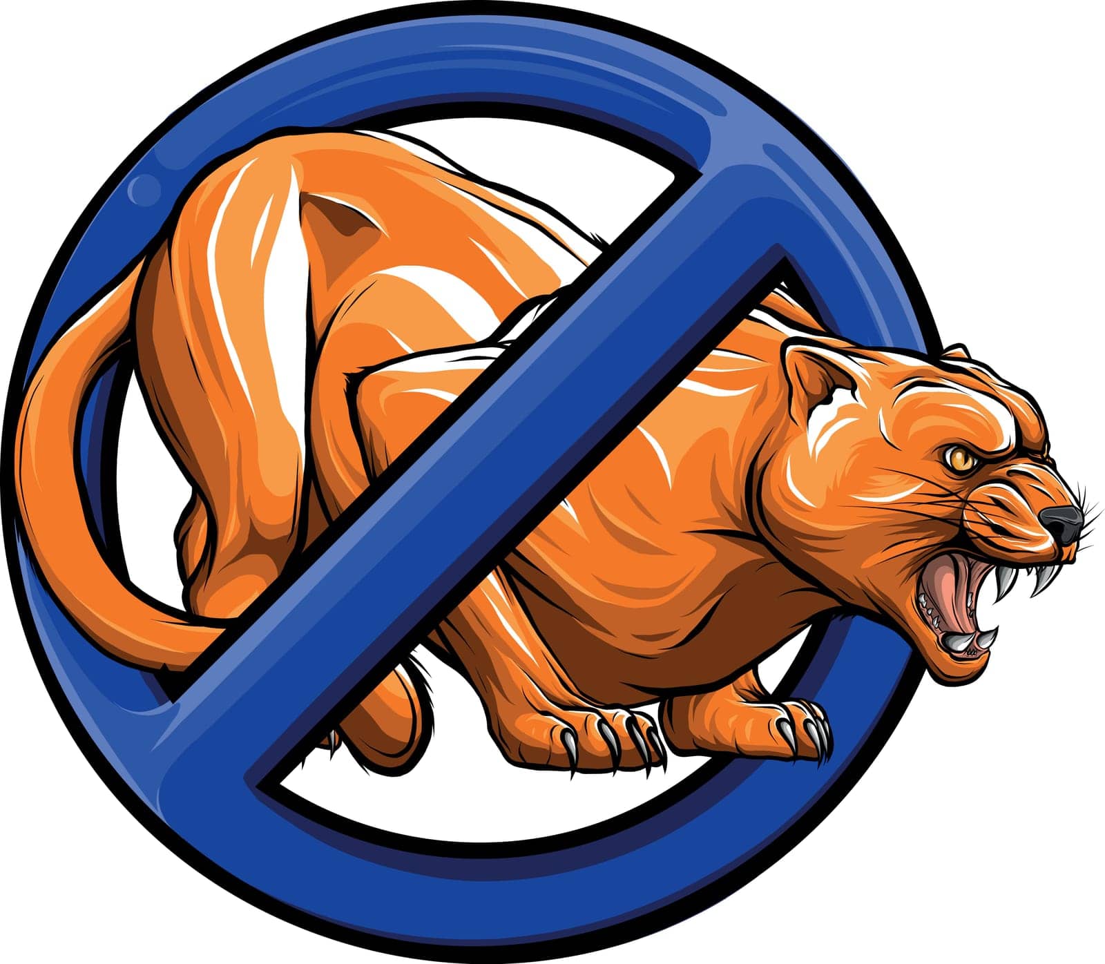 vector illustration of Prohibition sign of panther by dean