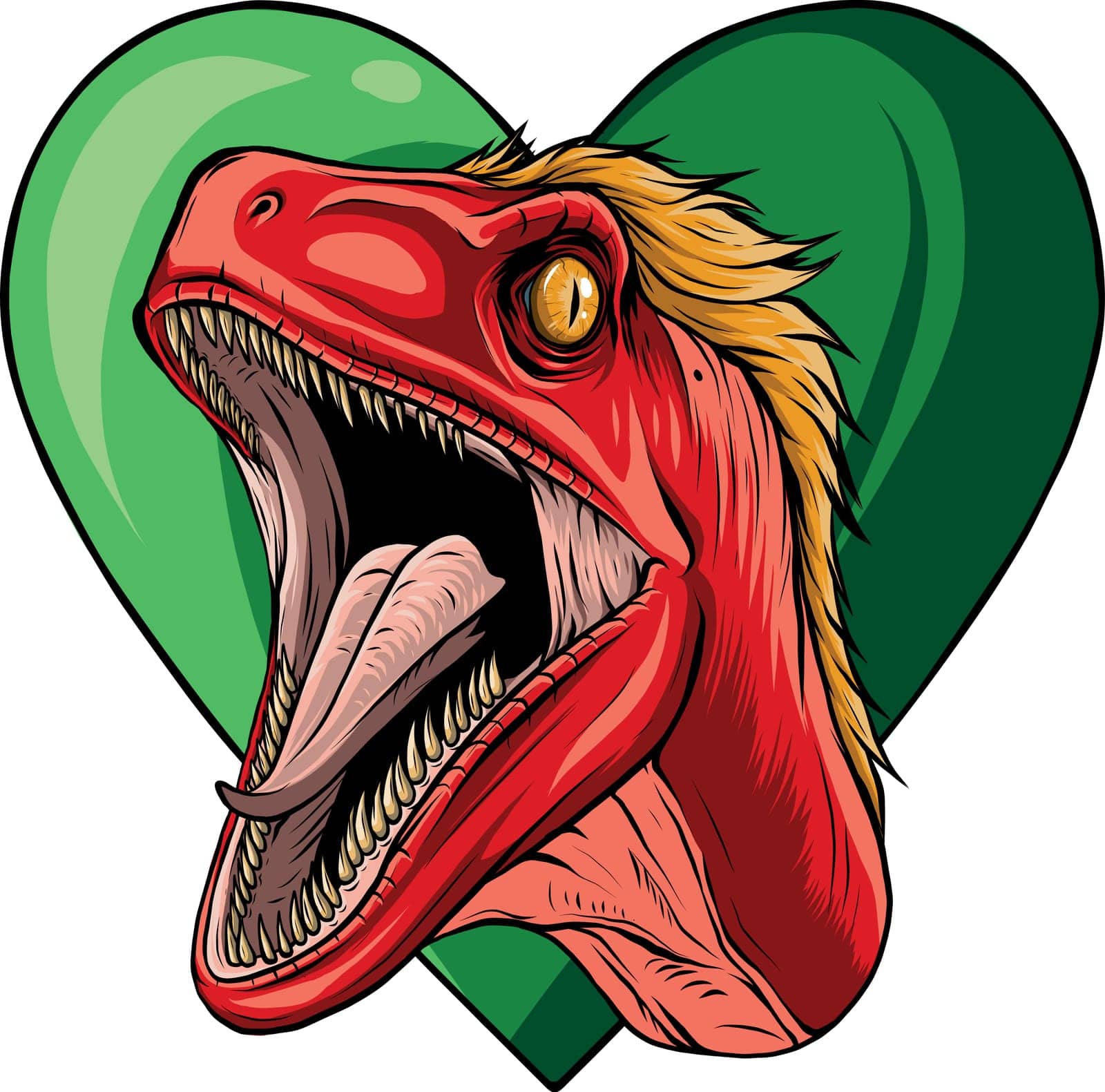 vector illustration of Raptor head with heart sign by dean