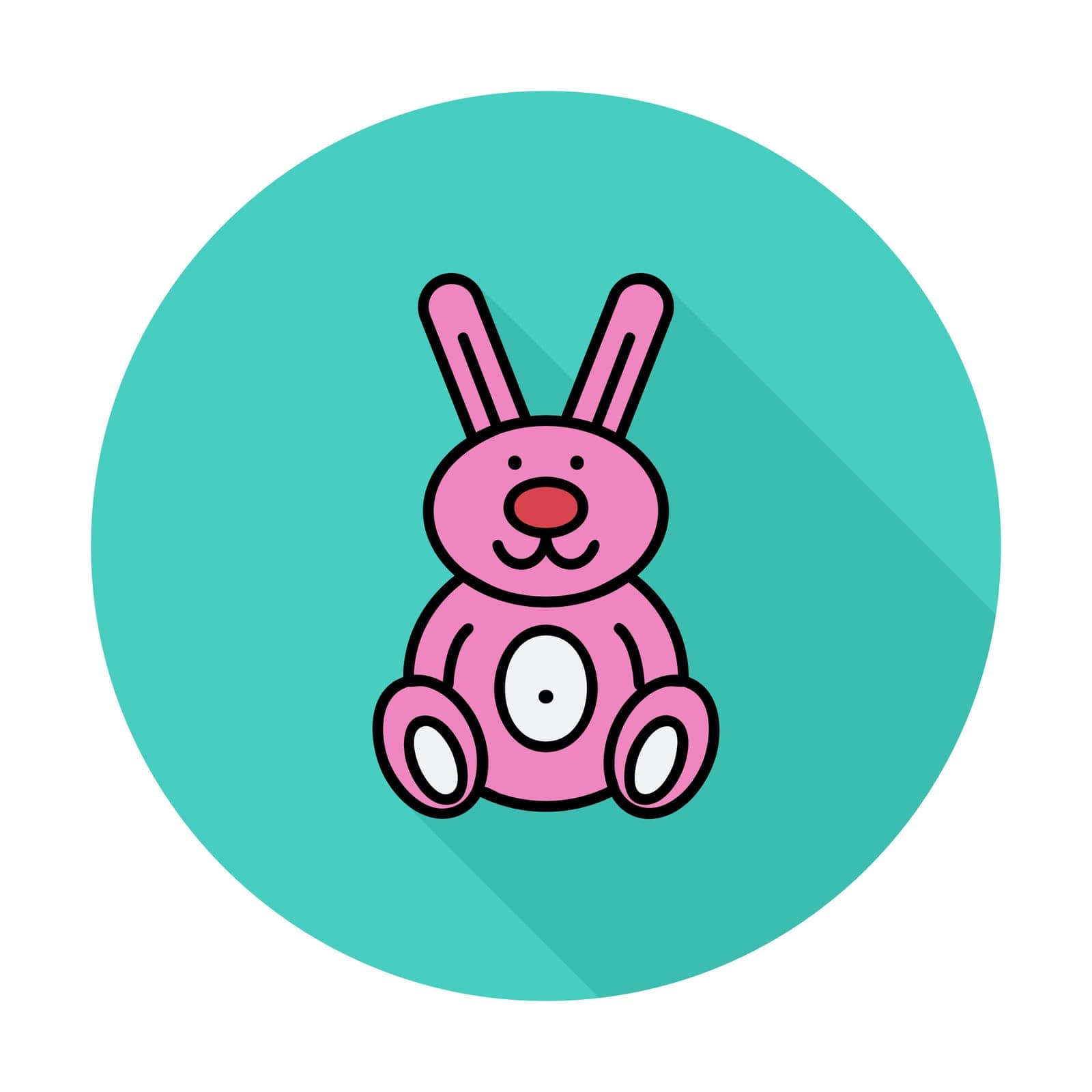 Rabbit toy icon. Flat vector related icon with long shadow for web and mobile applications. It can be used as - logo, pictogram, icon, infographic element. Vector Illustration.