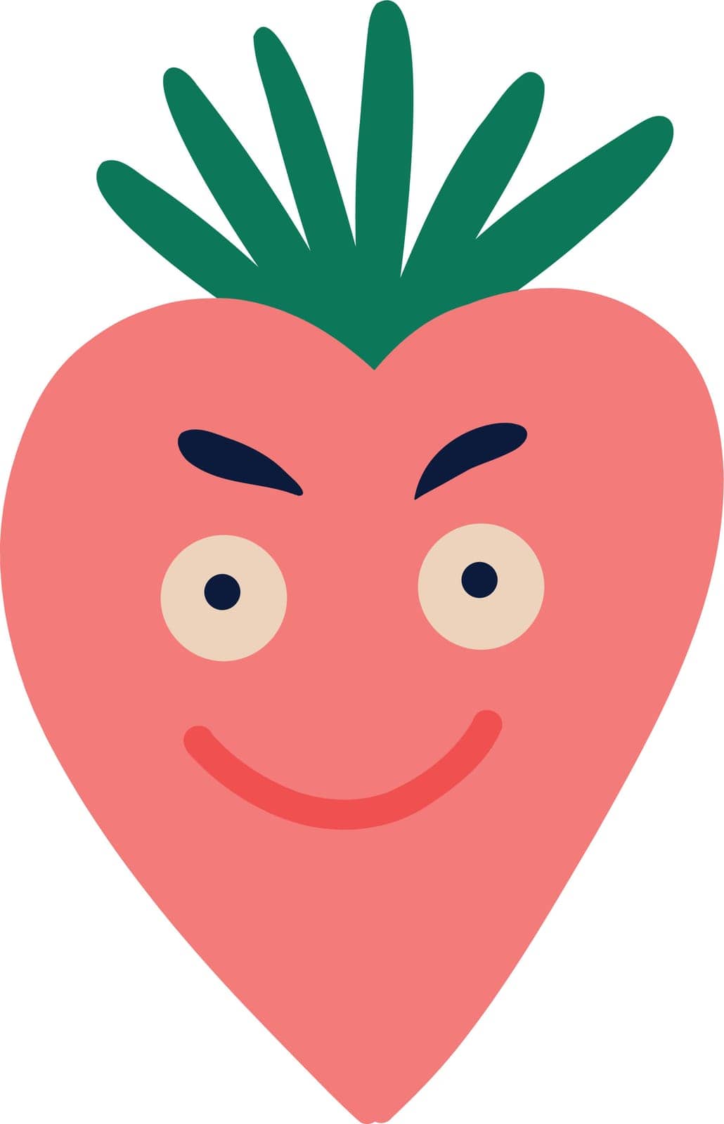 Funny quirky charming strawberry with a funny face and big eyes . Illustration in a modern hand-drawn childish style