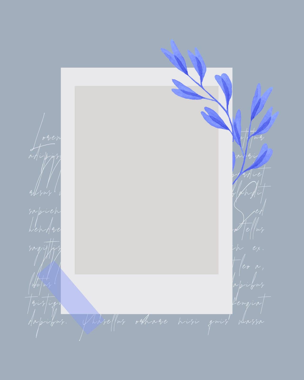 Photo Frame vintage collage with watercolor branch and text Lorem ipsum. by Margo