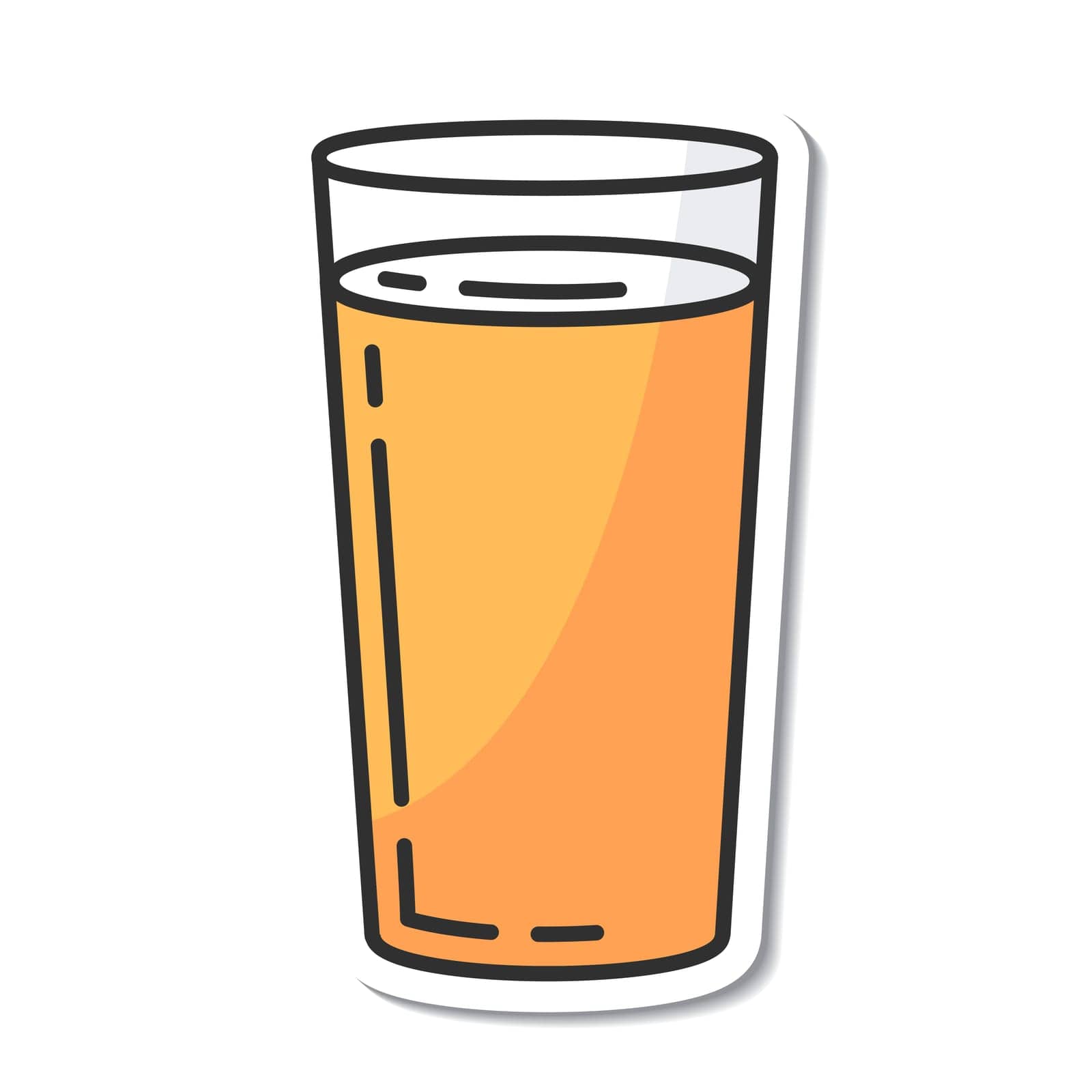 Sticker glass of beer isolated vector illustration, minimal design. Lager beer icon on a white background. Vector illustration