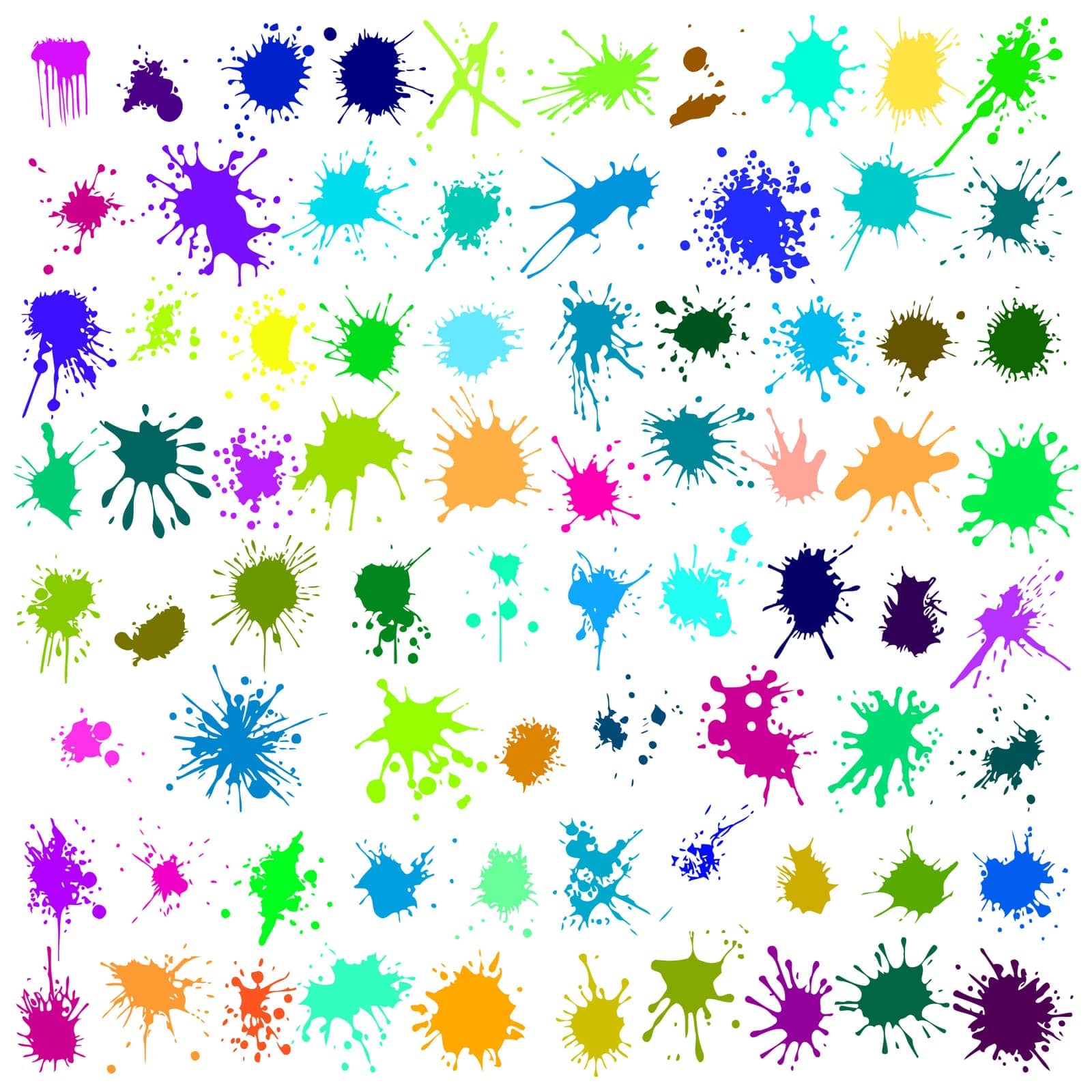 Splashes. Blotter spots. Colored liquid paint splash or ink splatter by Chekman