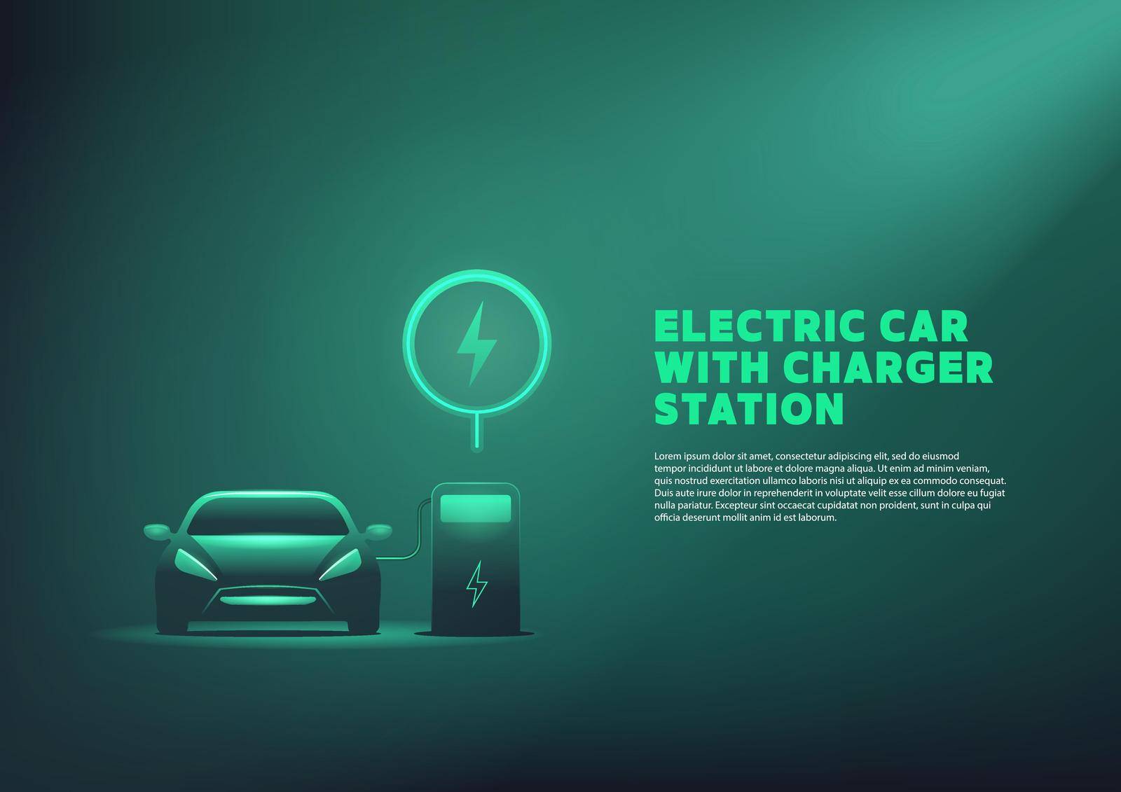 EV Car or Electric charging at the charger station with the power cable supply plugged in. by windawake