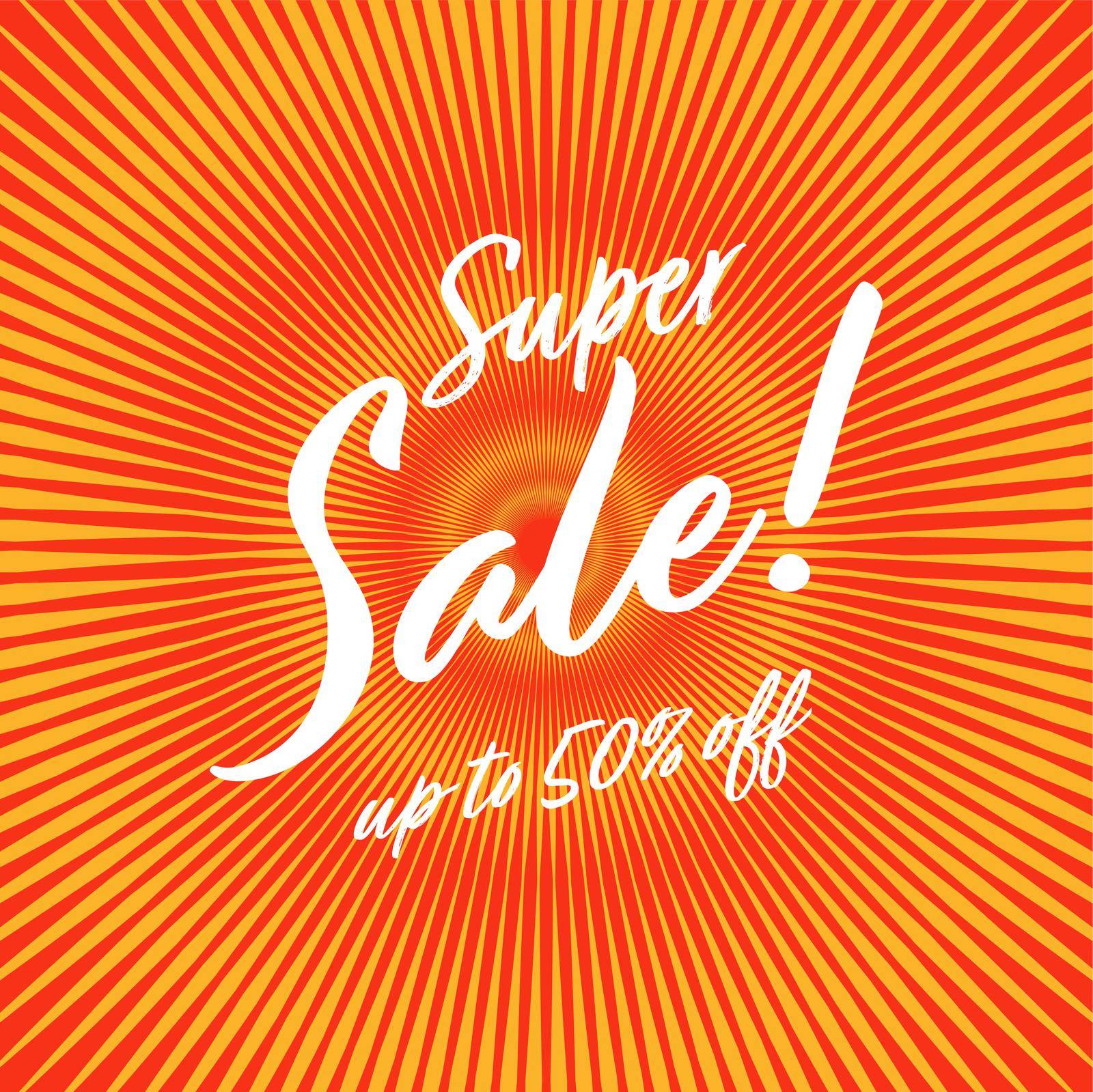Super sale up to 50 percent off banner.