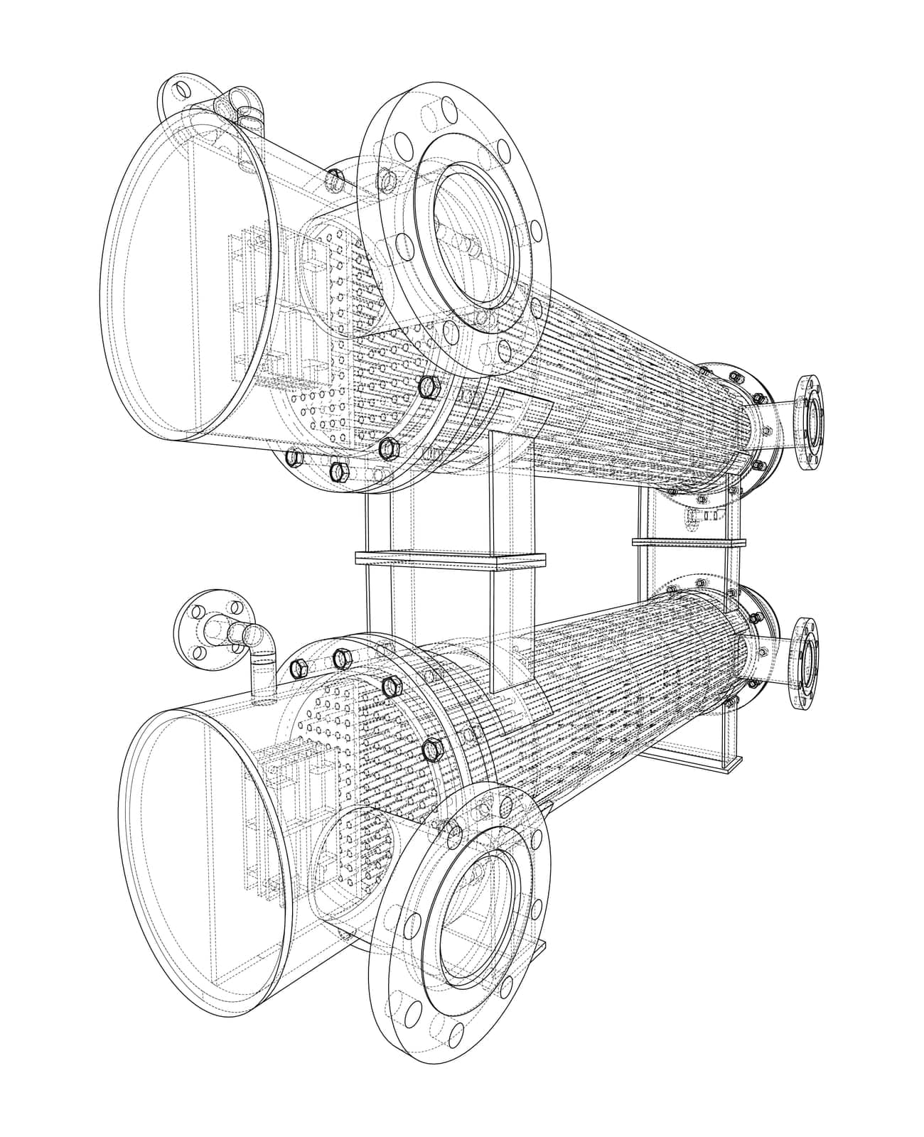 Petroleum Equipment. Vector rendering of 3d. Wire-frame style