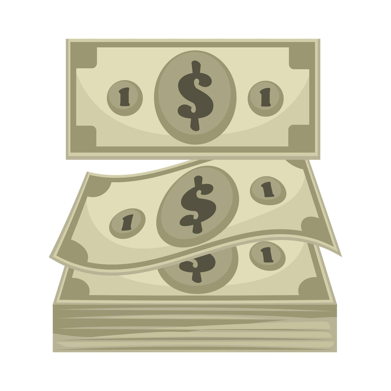 Us dollar banknotes, currency of united states of america. Isolated icon of cash, profit or earning money. Finances or investment, economy and wealth, prosperity and income, vector in flat style