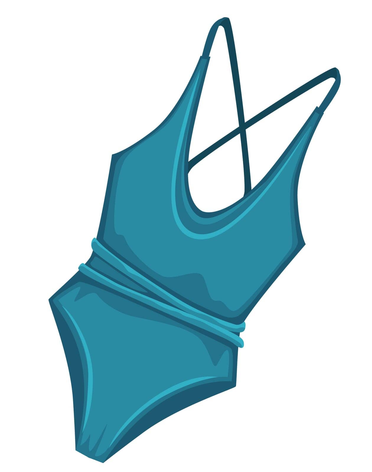 Fashionable clothes for summer vacation and relax by beach. Isolated icon of bathing suit, one piece swimsuit for elegant ladies. Stylish summertime underwear for bathing, vector in flat style