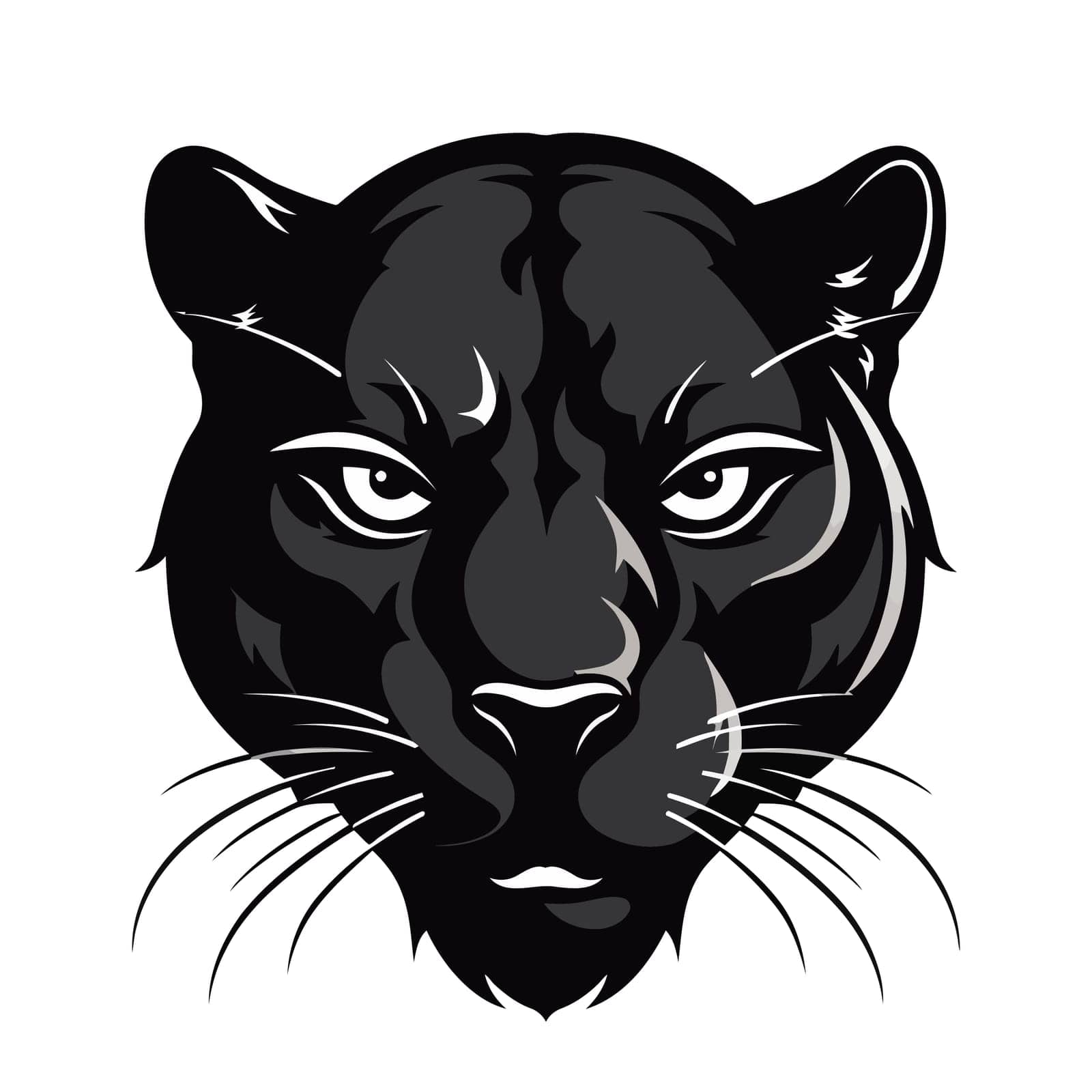 Panther head logo design. Abstract drawing panther face. Cute panther face isolated. Vector illustration