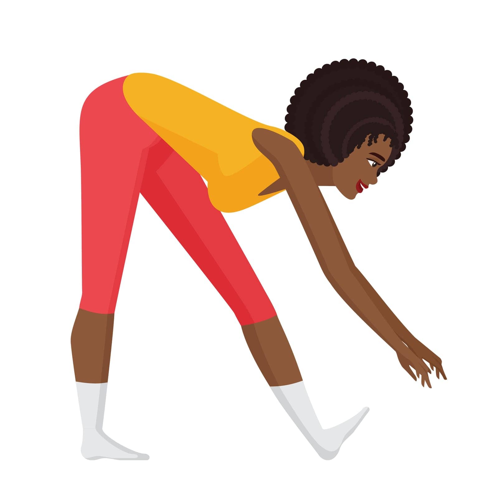 Personal sport trainer doing stretch. Yoga practice, pilates session vector cartoon illustration