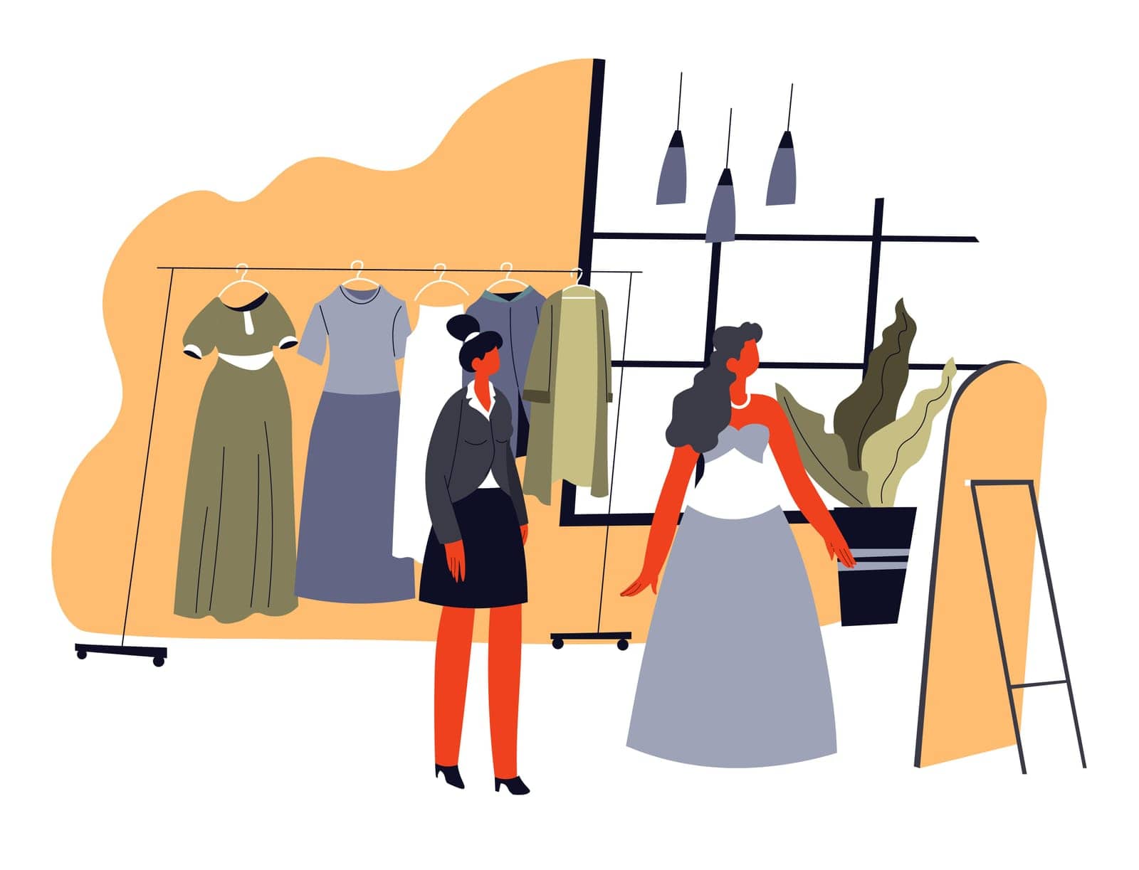 Woman choosing dress in boutique, clothes shopping by Sonulkaster