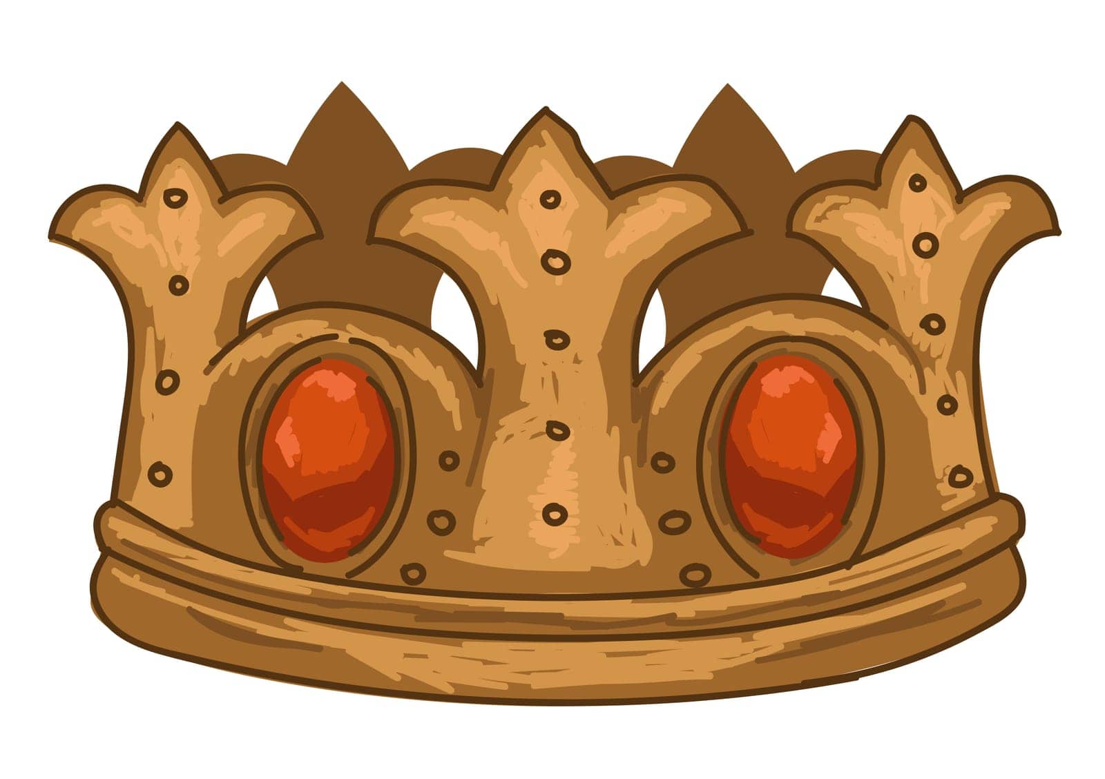 Crown with precious stones and gems, jewelry for kings and queens, price and princesses. Symbol of royalty and monarch power. Elegant and classic design, antiquity exponent. Vector in flat style